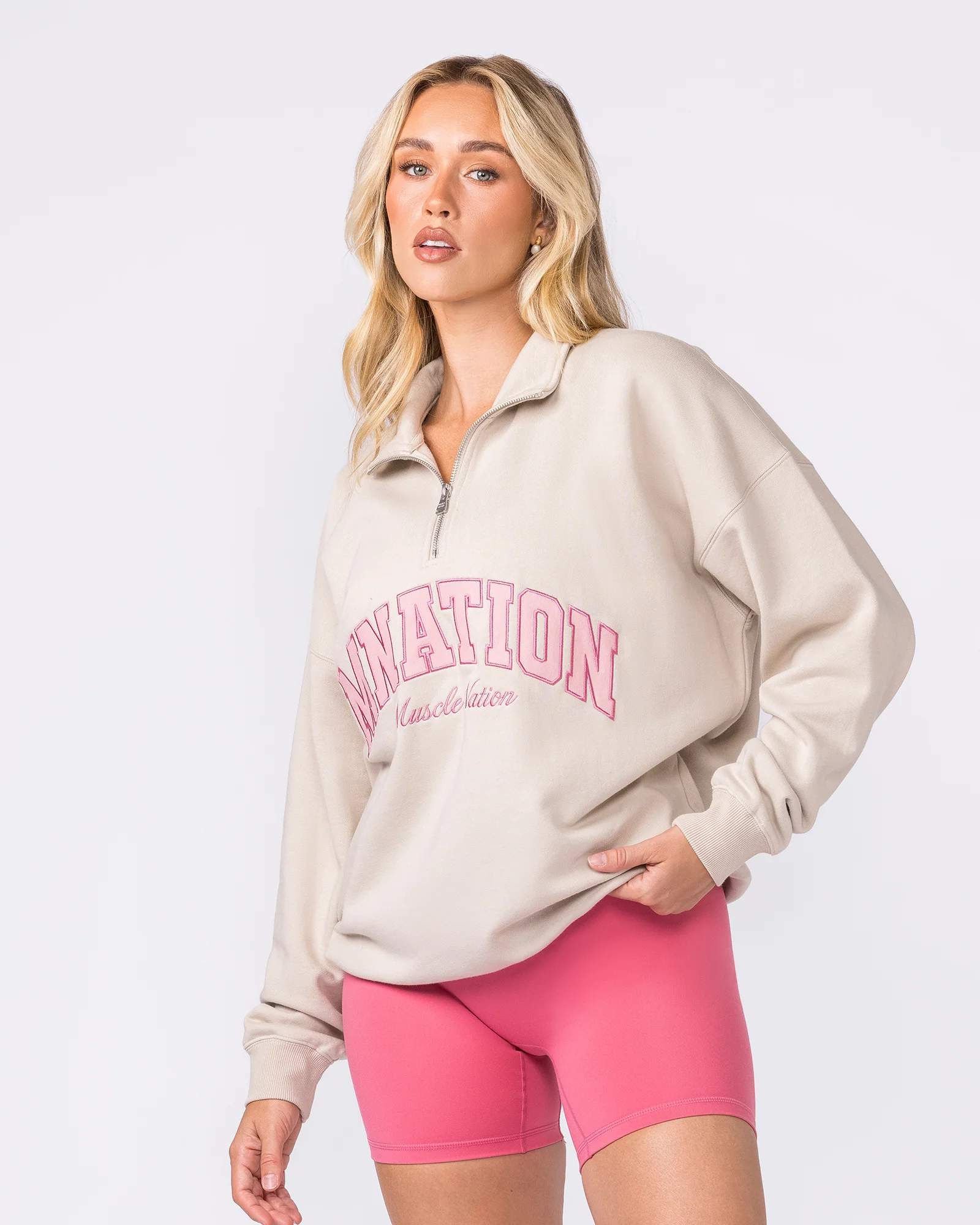 Academy Quarter Zip - Cream - Image 5