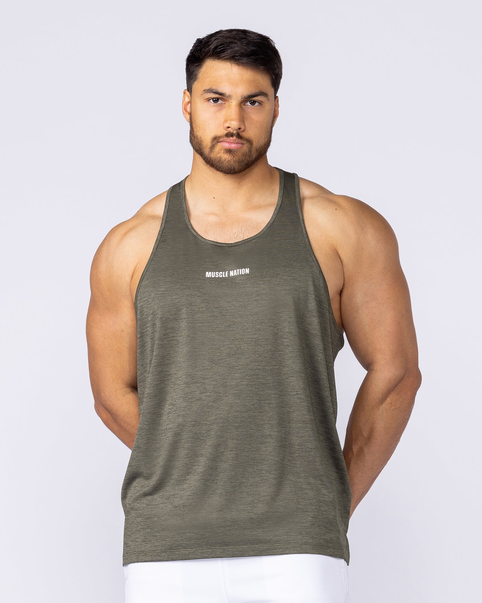 Aero Y Back Singlet - Khaki - Image 3