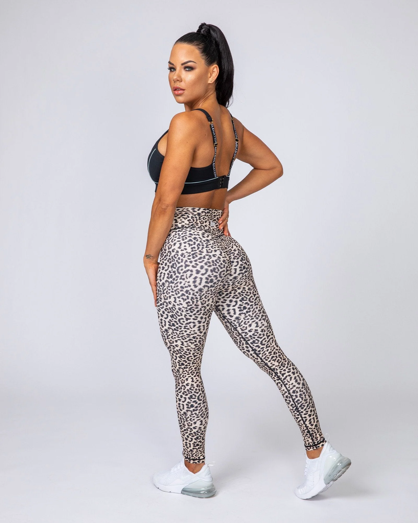 Signature Scrunch Ankle Length Leggings - Yellow Leopard - Image 6