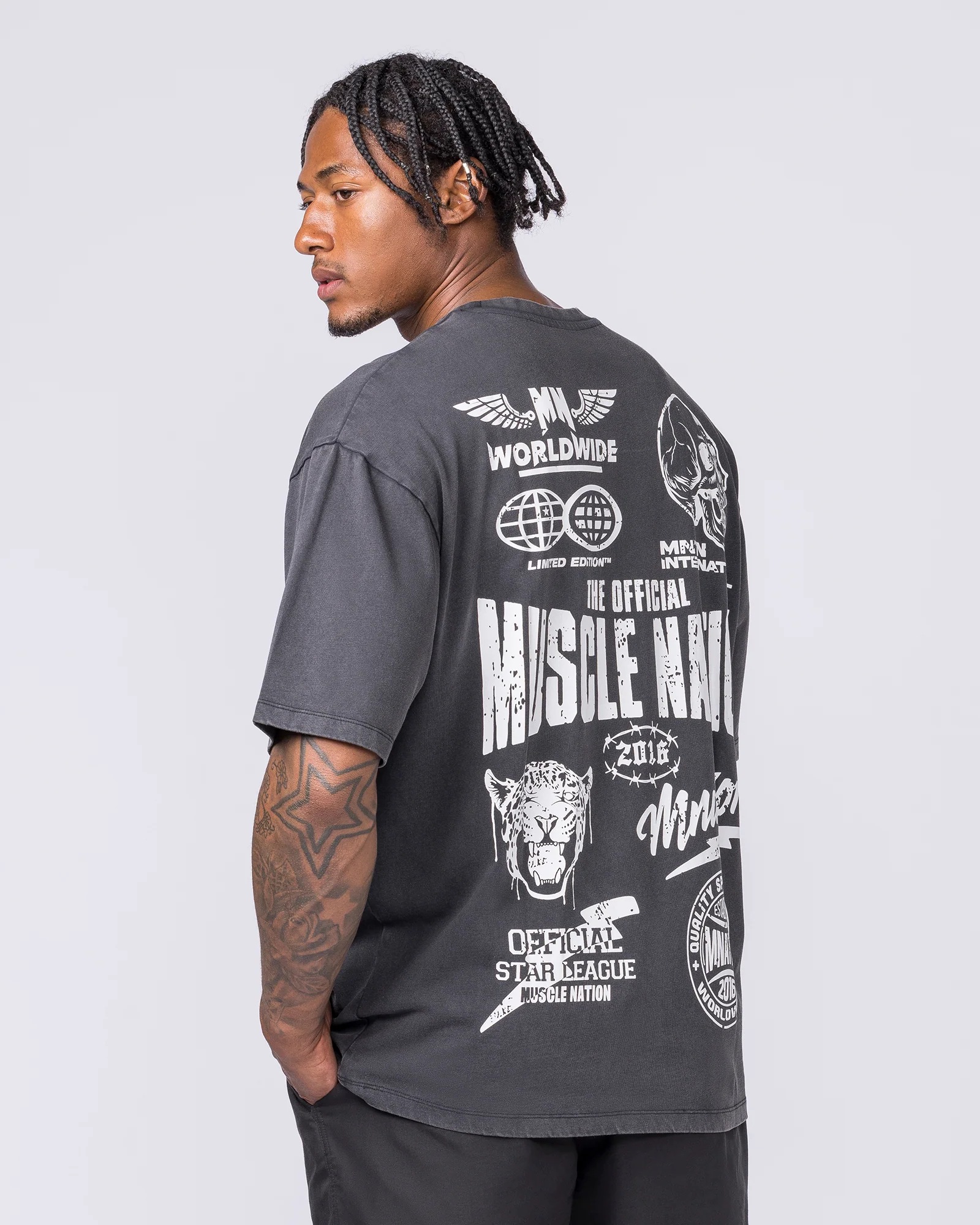 Archives Oversized Vintage Tee - Washed Black - Image 4