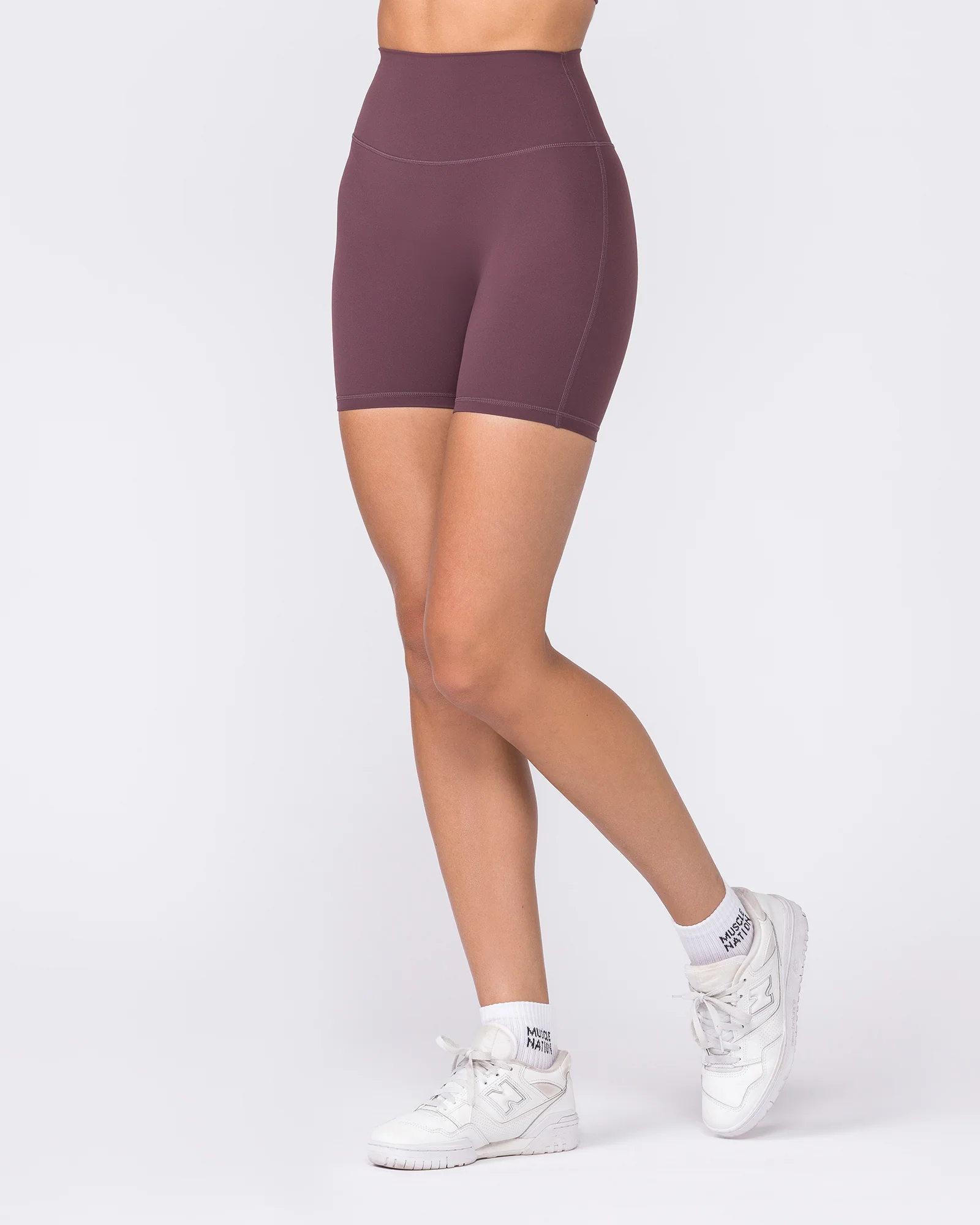 Aura Peachy High Invisible Scrunch Bike Shorts - Dark Cherry