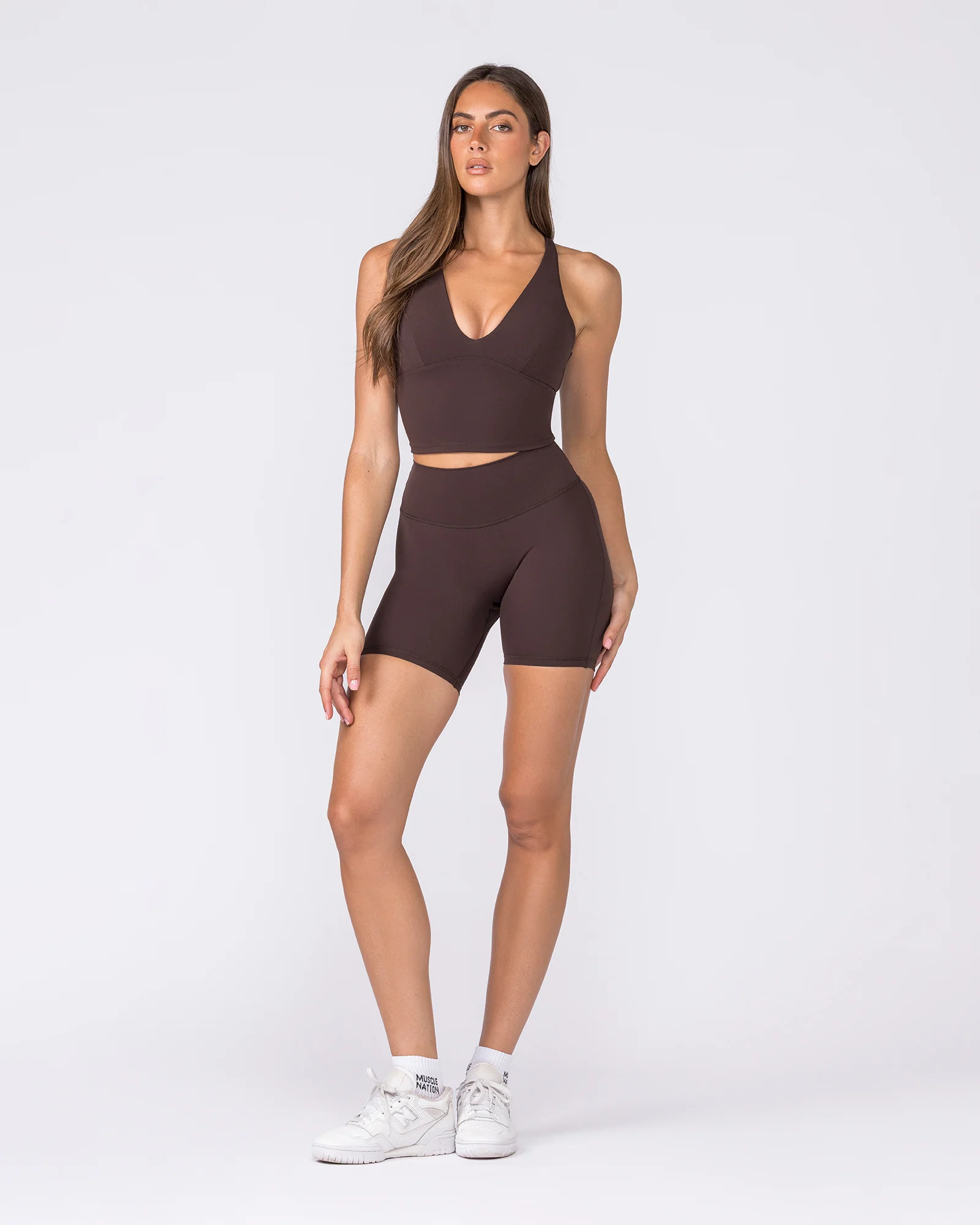 Aura Peachy Invisible Scrunch Bike Shorts - Cocoa - Image 6