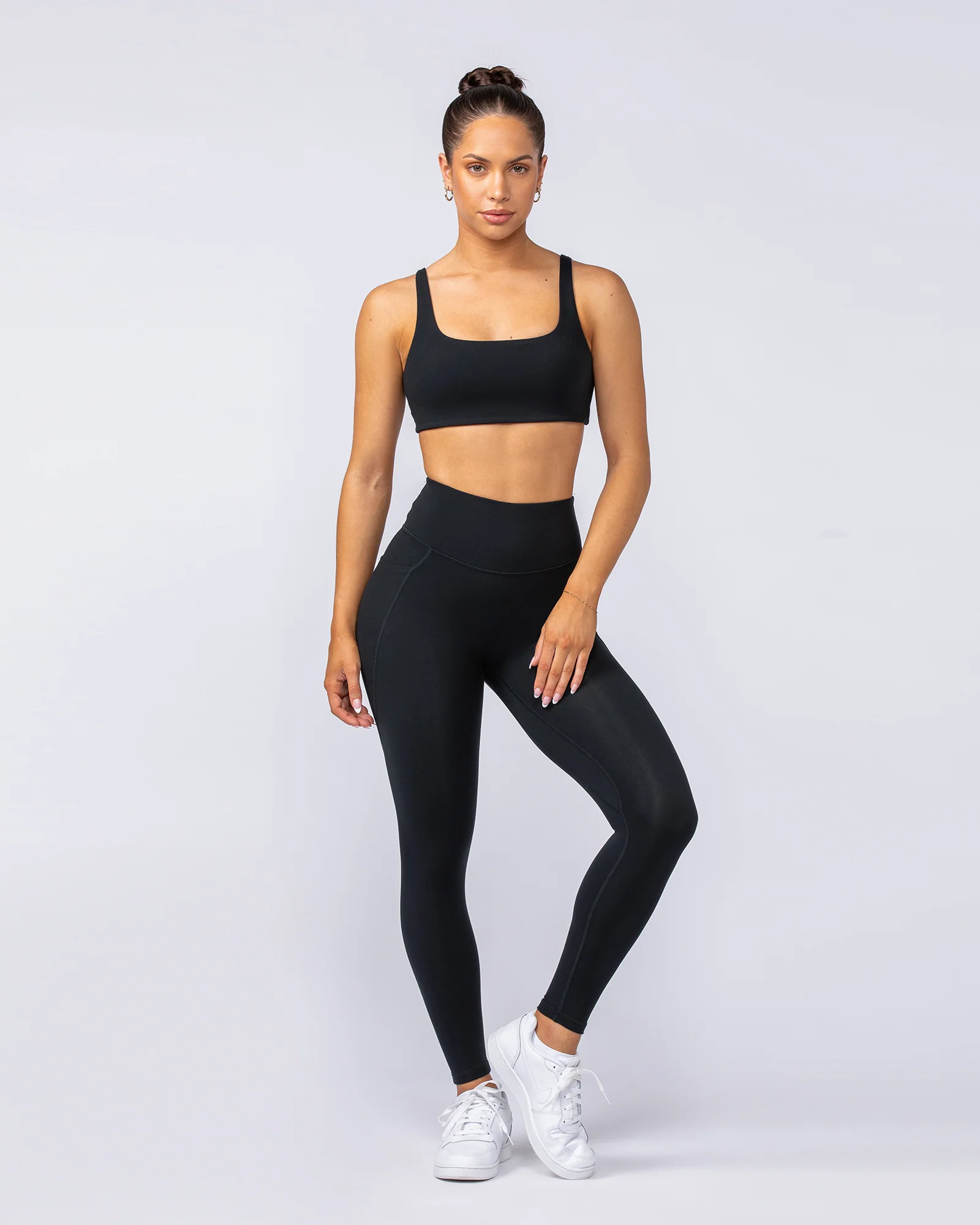 Booty Shaper Pocket Ankle Length Leggings - Black - Image 7