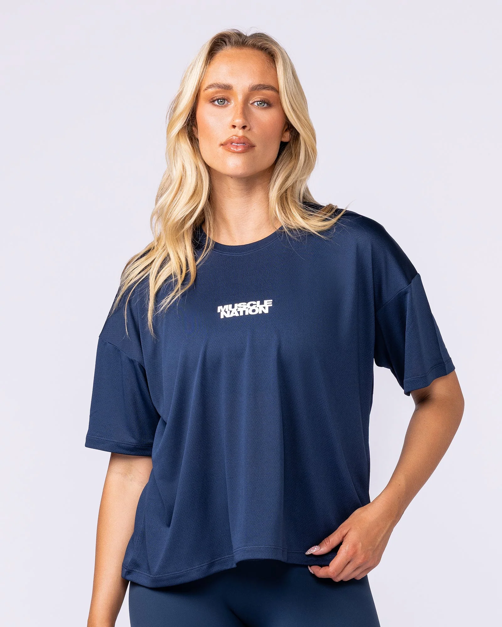 Boxy Training Tee - Navy