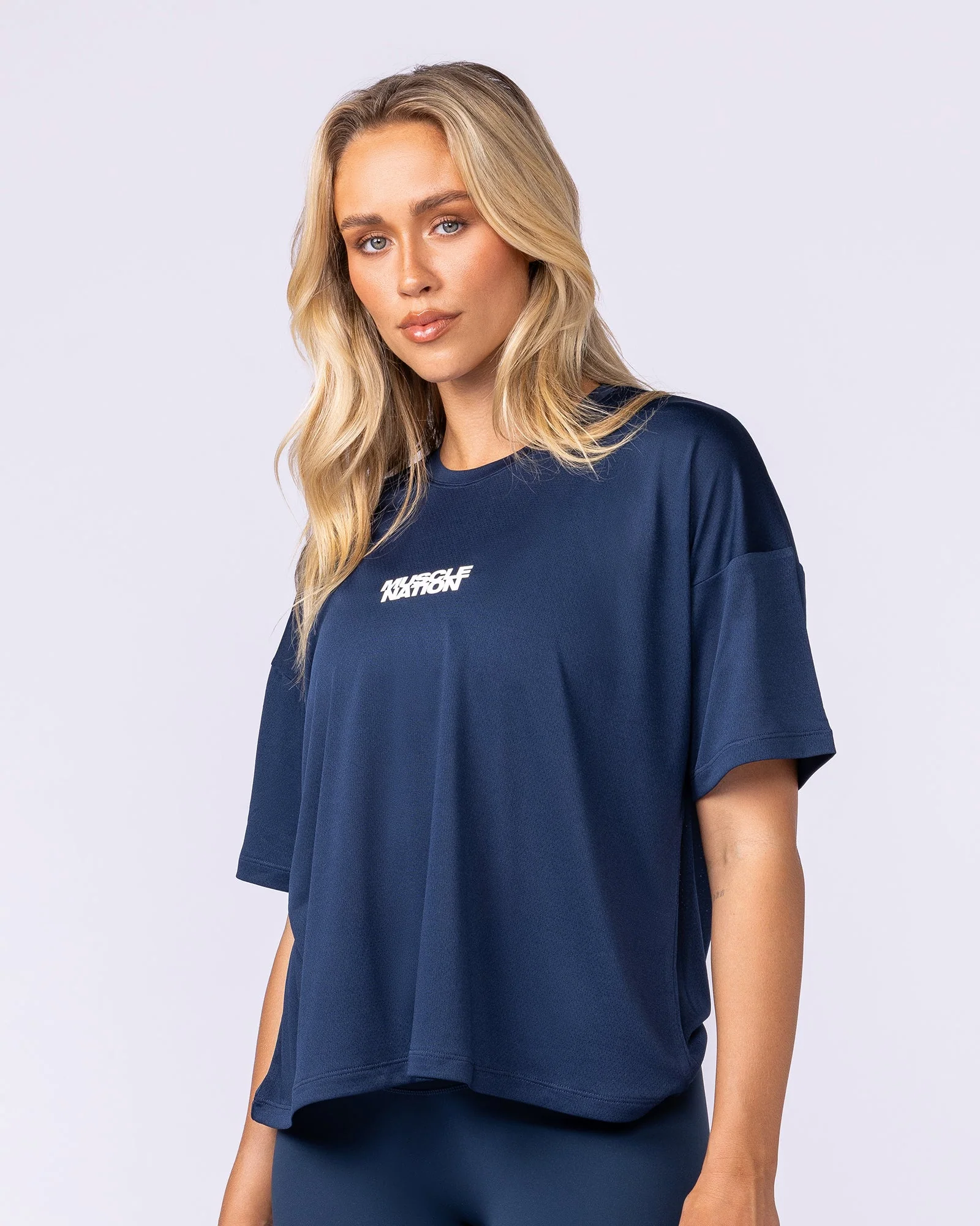 Boxy Training Tee - Navy - Image 3