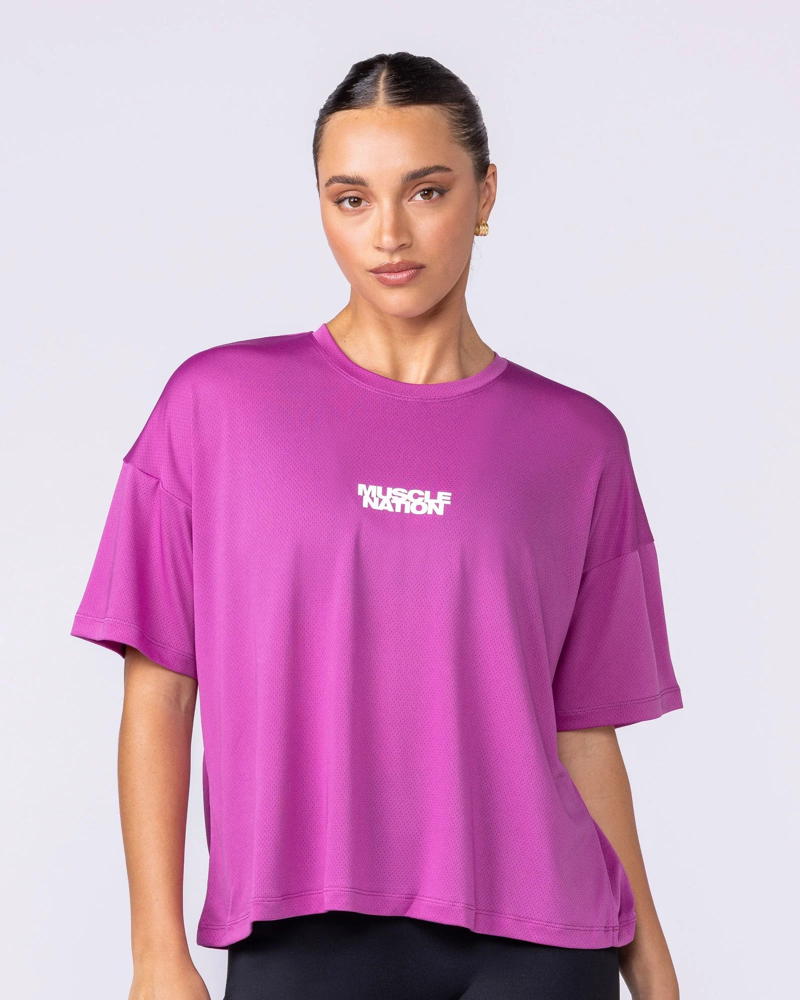 Boxy Training Tee - Radiant Orchid - Image 3