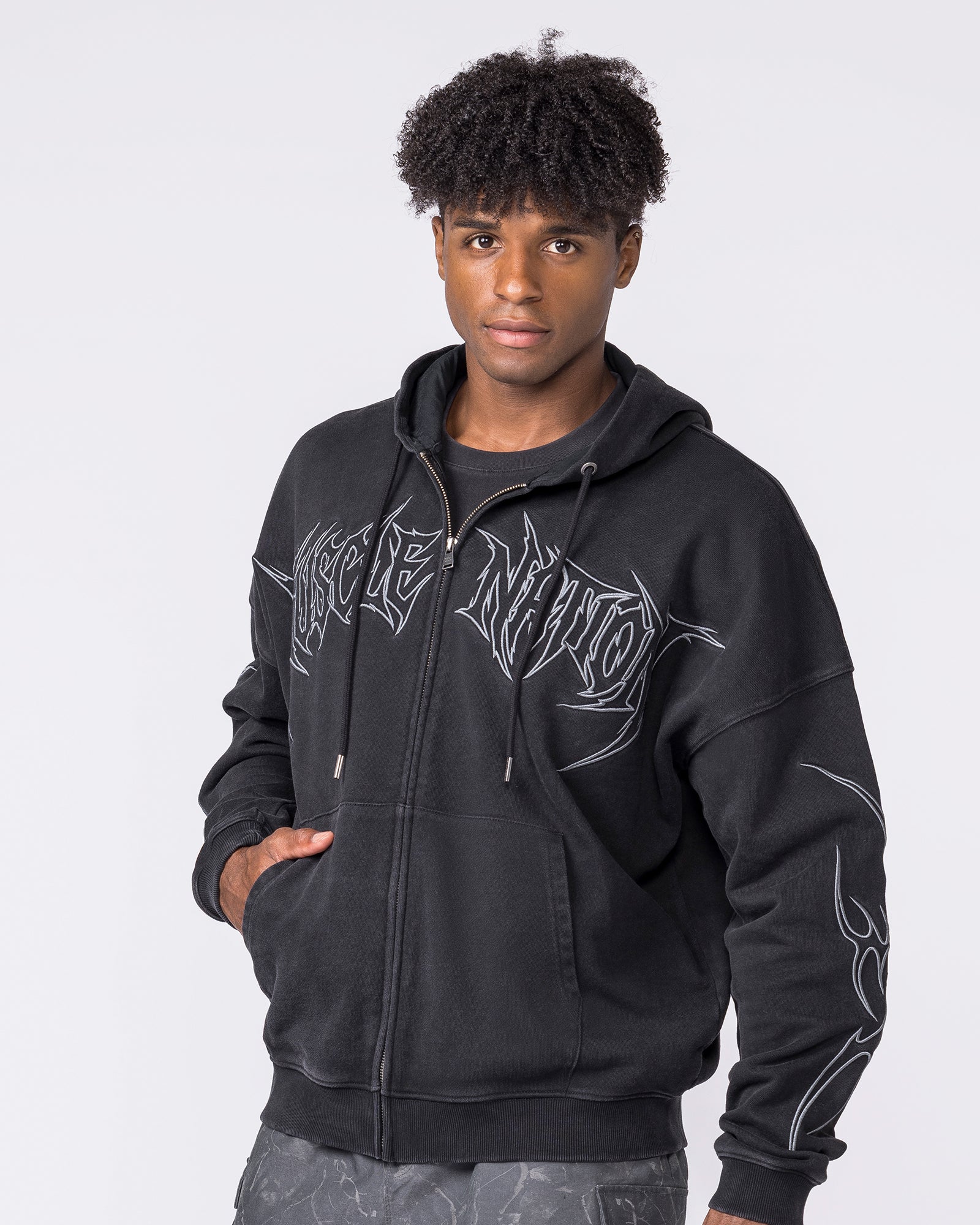 Breakout Vintage Zip Hoodie - Washed Black - Image 4