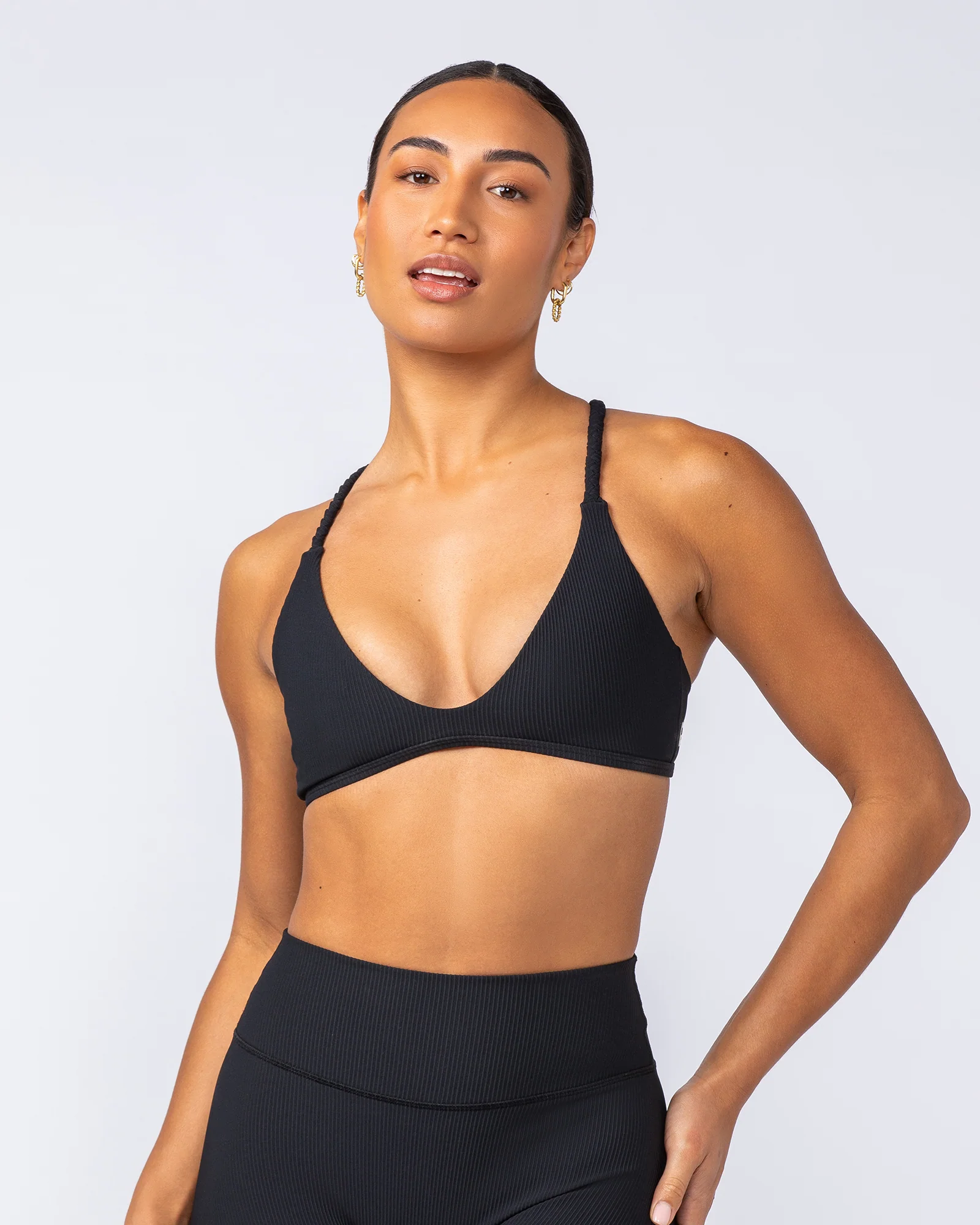 Breeze Rib Bralette - Black - Image 3