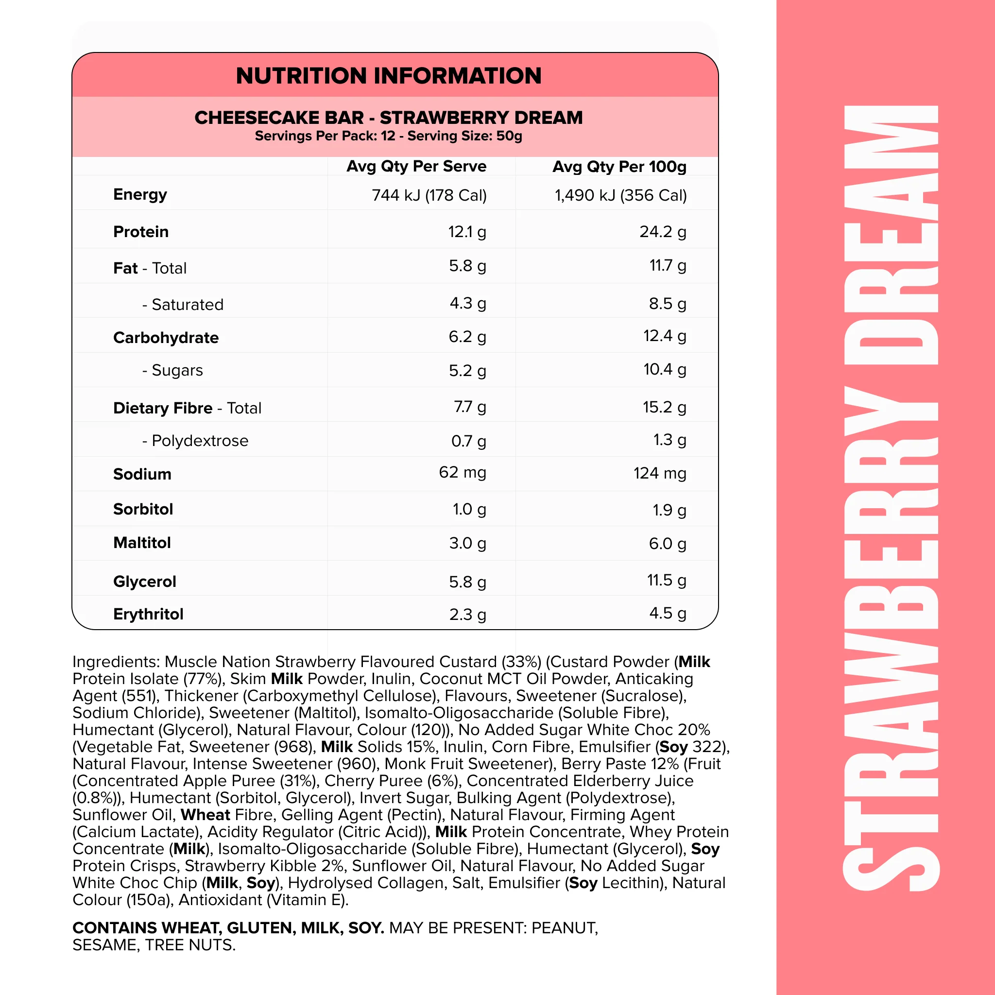 CHEESECAKE Protein Bar - Strawberry Dream - Box of 12 - Image 3