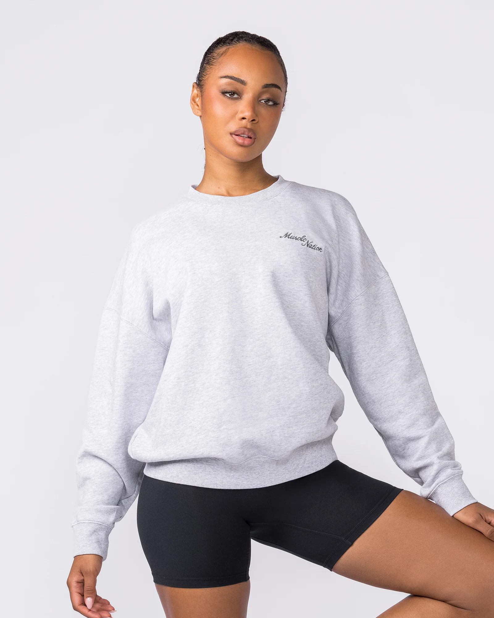 Collective Boxy Pullover - Light Grey Marl - Image 3