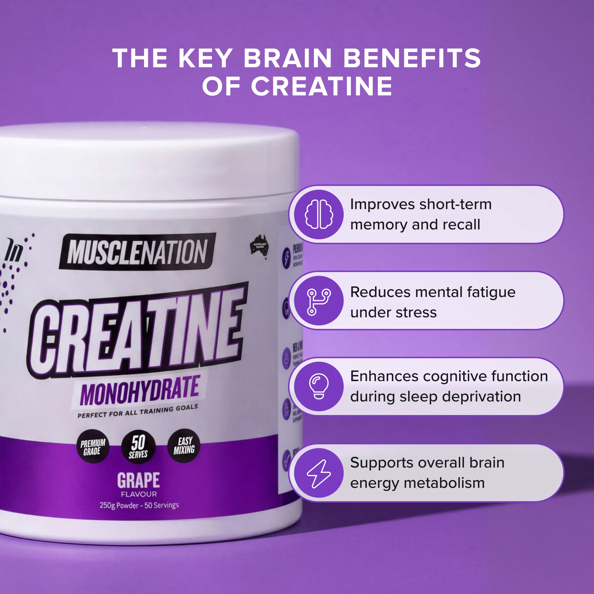 CREATINE MONOHYDRATE - Grape - 50 serves - Image 5