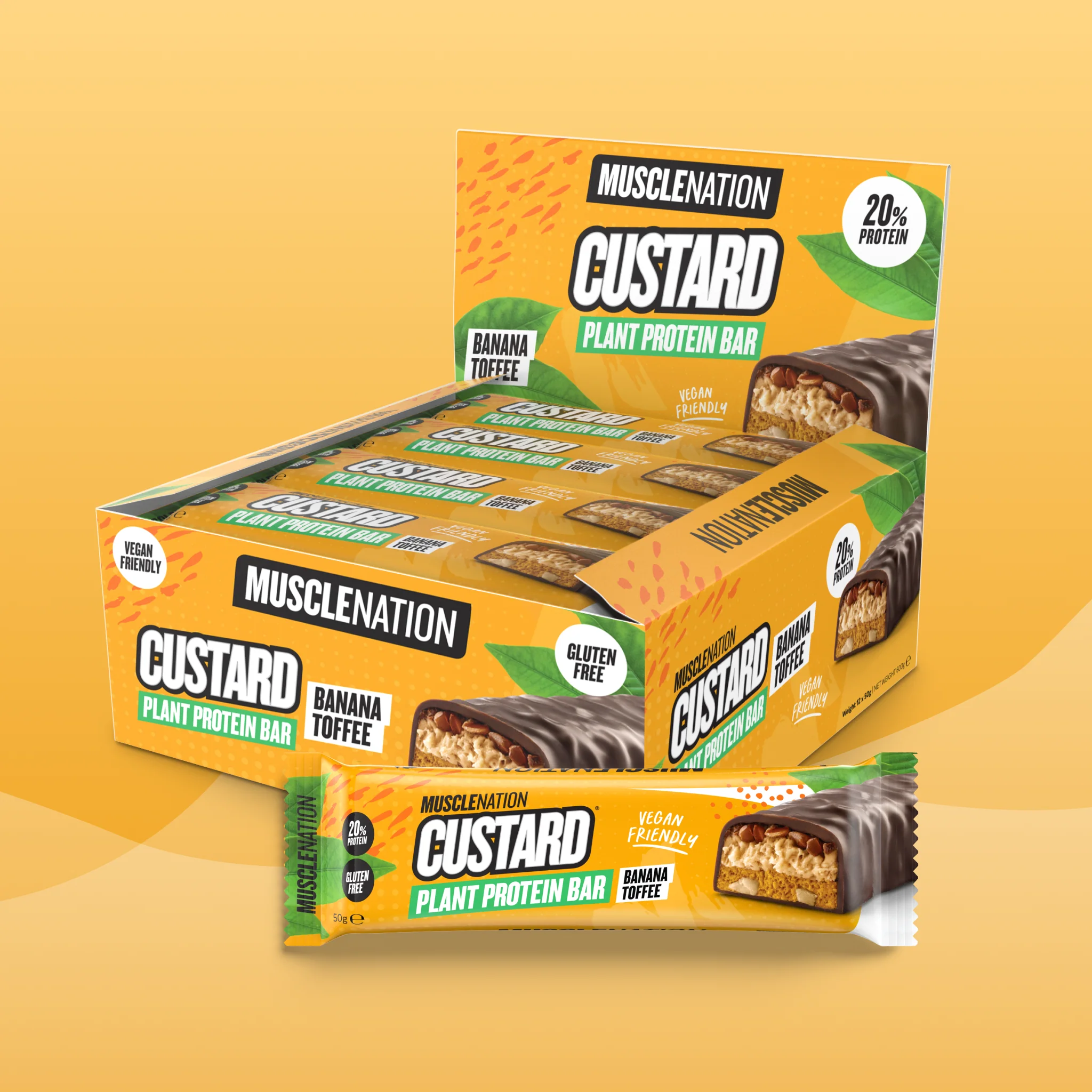 CUSTARD Plant Protein Bar (Vegan, GF) - Banana Toffee - Box of 12