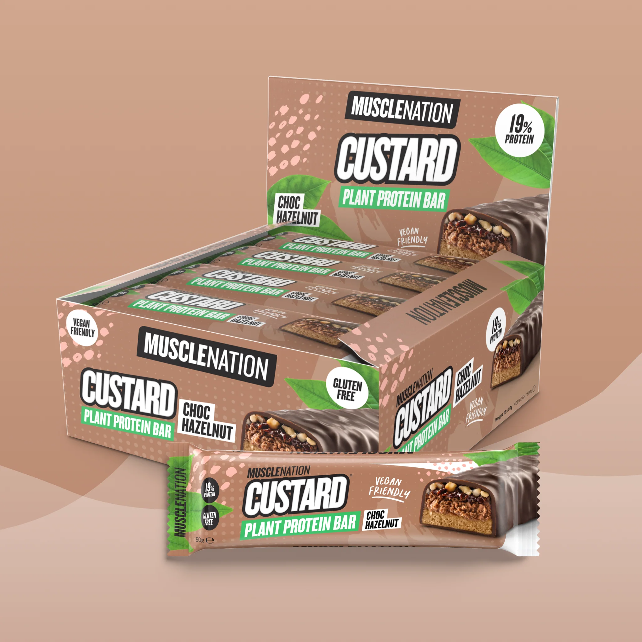 CUSTARD Plant Protein Bar (Vegan) - Choc Hazelnut - Box of 12