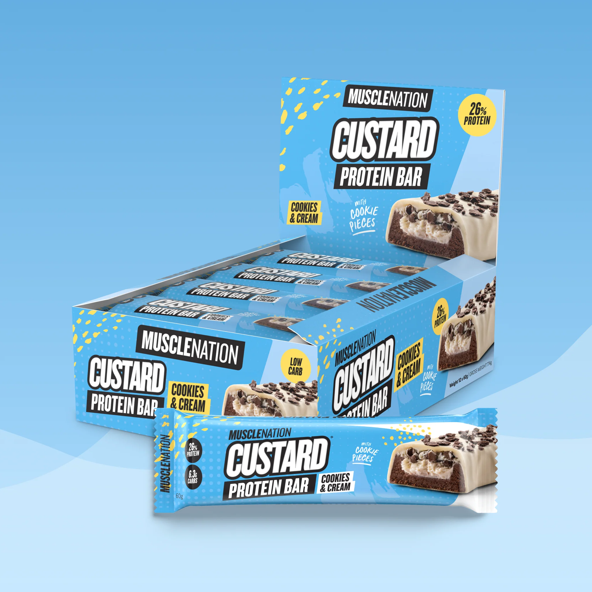 CUSTARD Protein Bar - Cookies & Cream - Box of 12