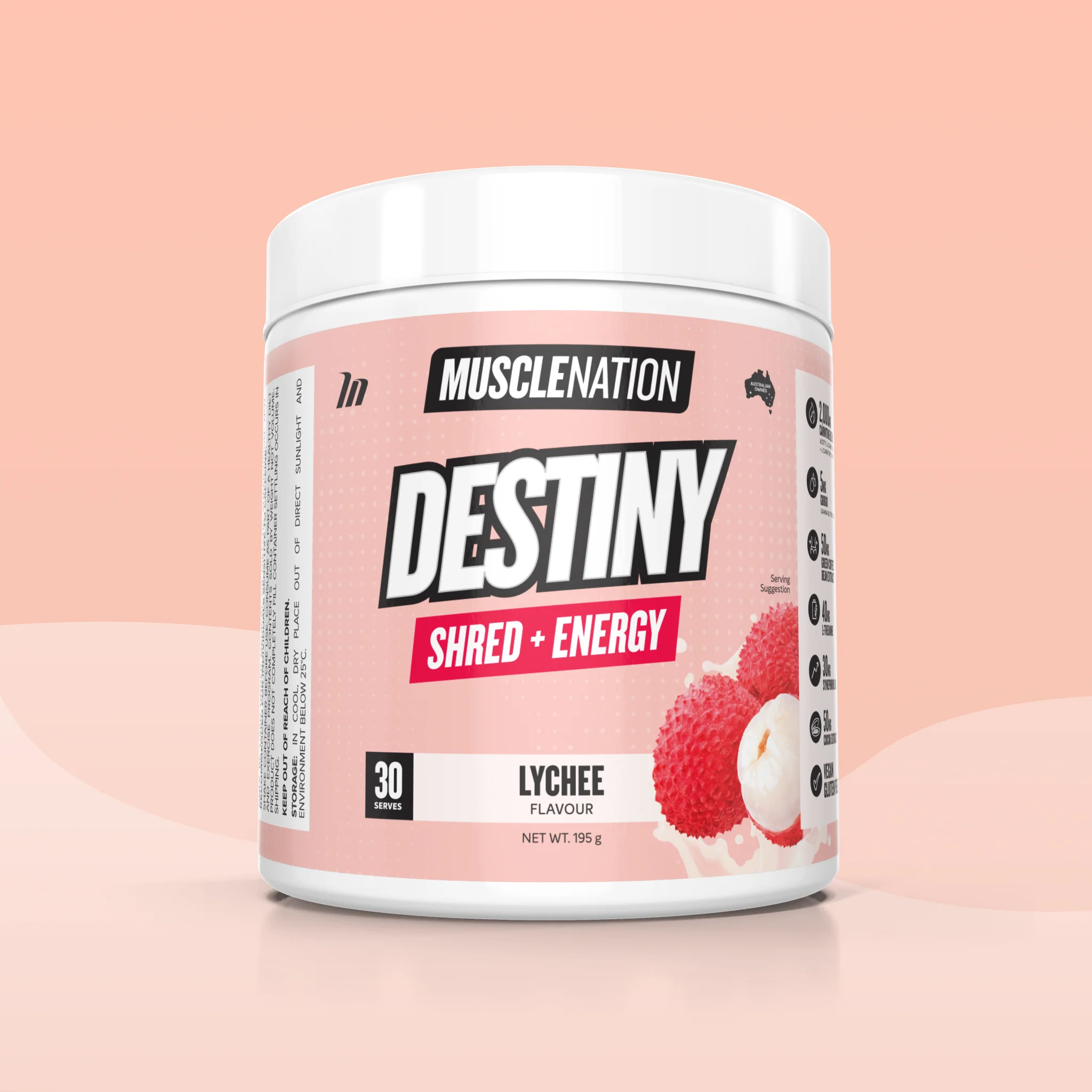 DESTINY Pre-Workout Burn - Lychee - 30 serves