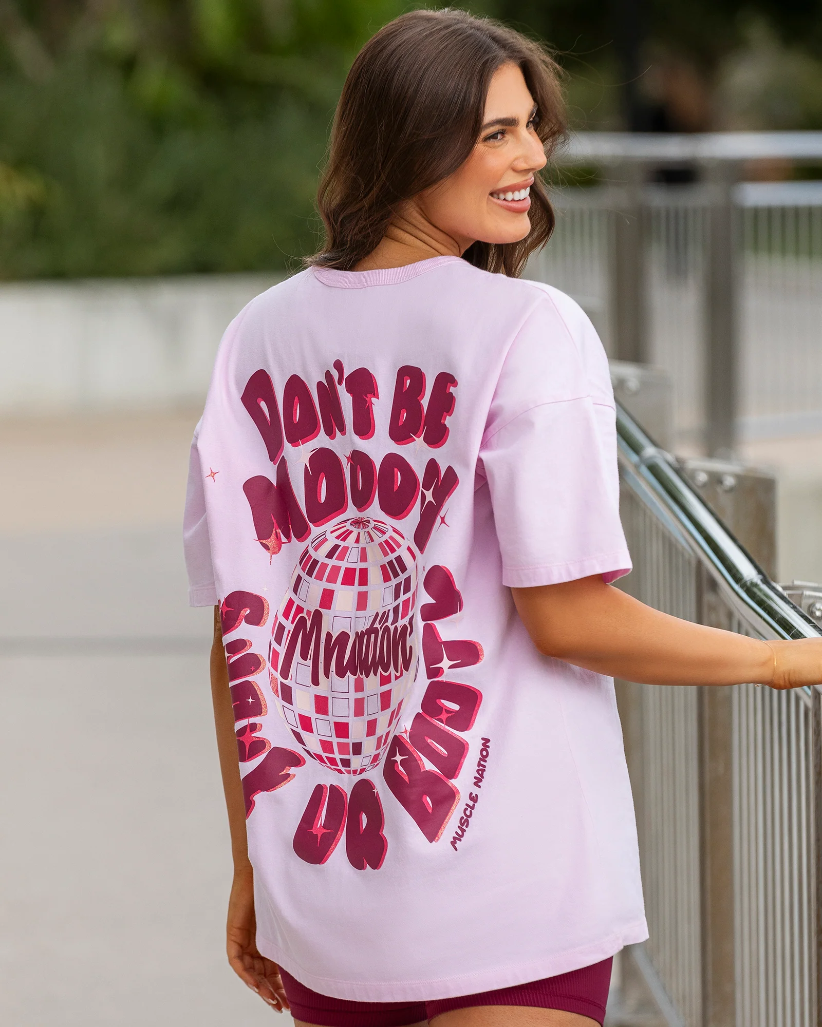 Don't Be Moody Oversized Tee - Baby Pink