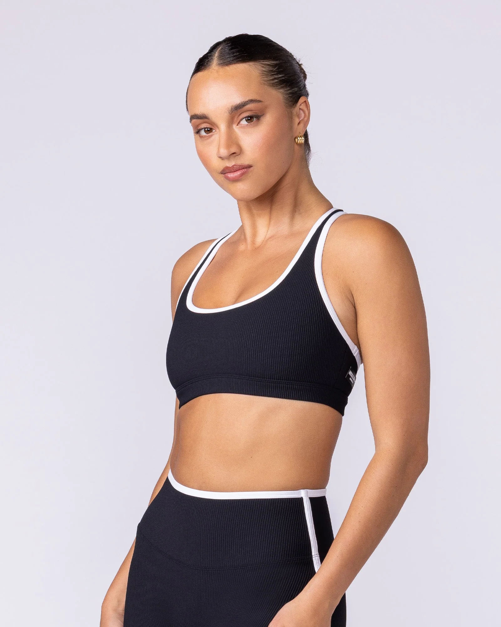Drew Rib Bra - Black / White - Image 4