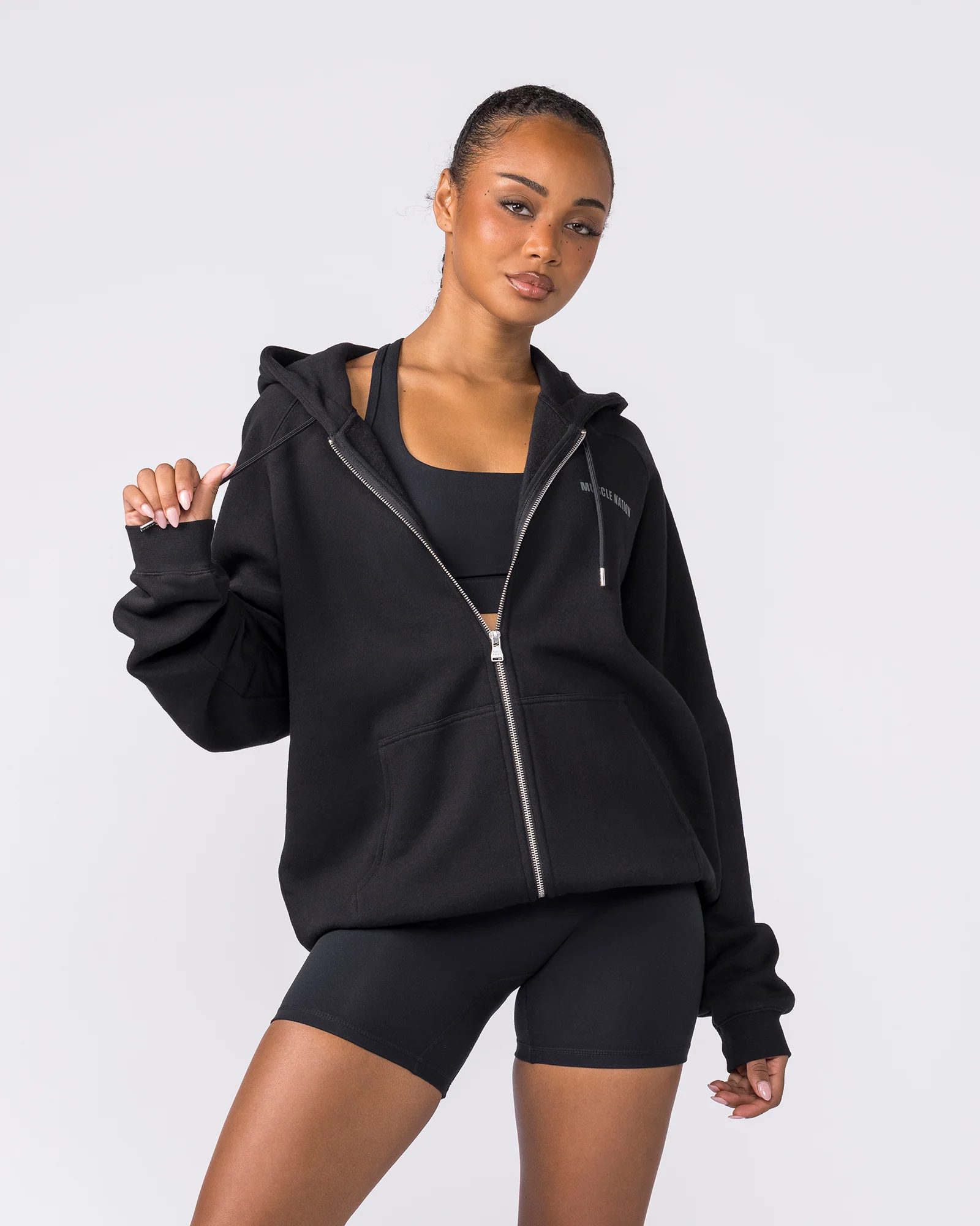 Essential Zip Hoodie - Black - Image 6