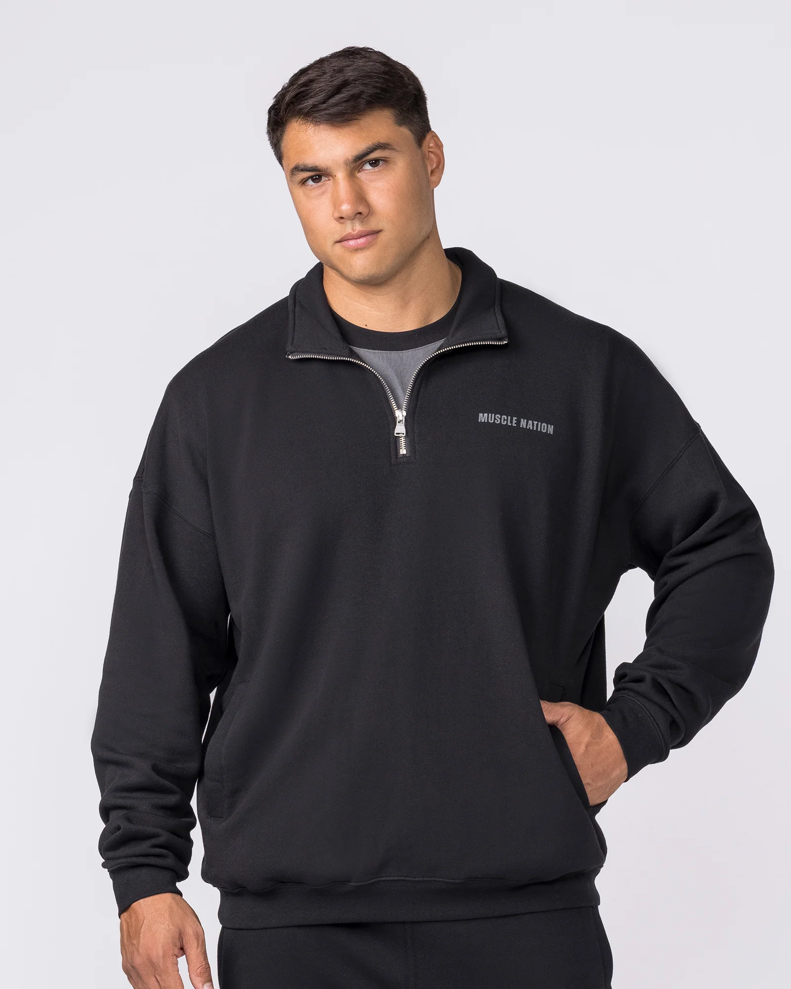 Essential Quarter Zip - Black - Image 3