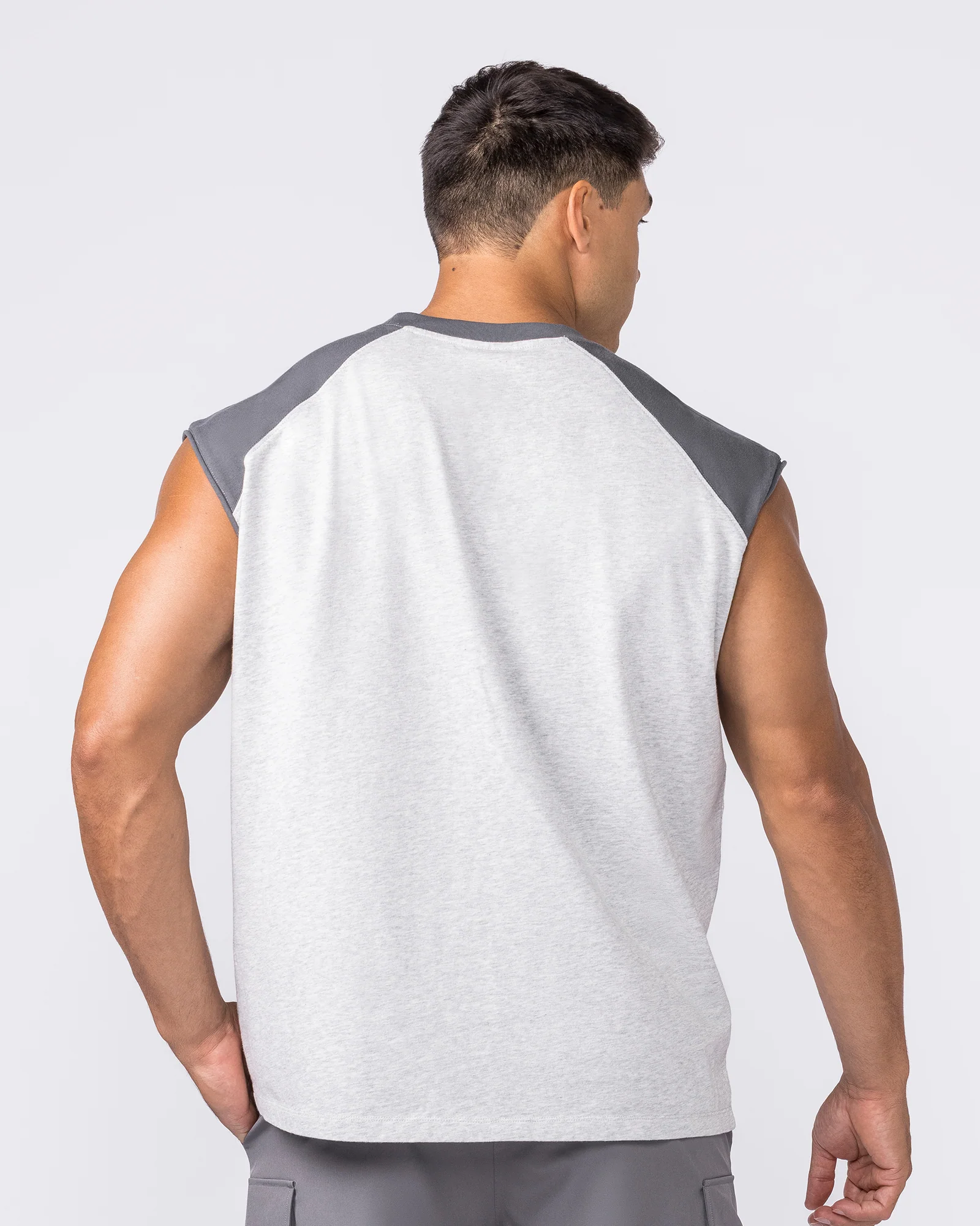 Essential Raglan Boxy Muscle Tank - Grey Marl / Tornado - Image 5