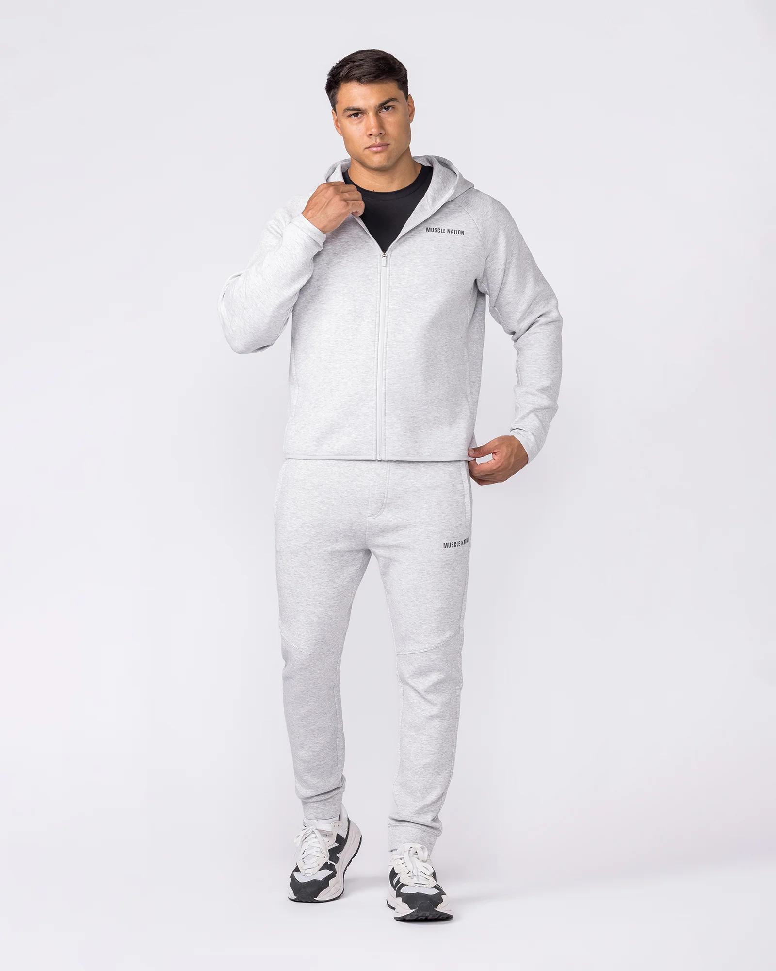 Essential Tech Zip Hoodie - Grey Marl - Image 7