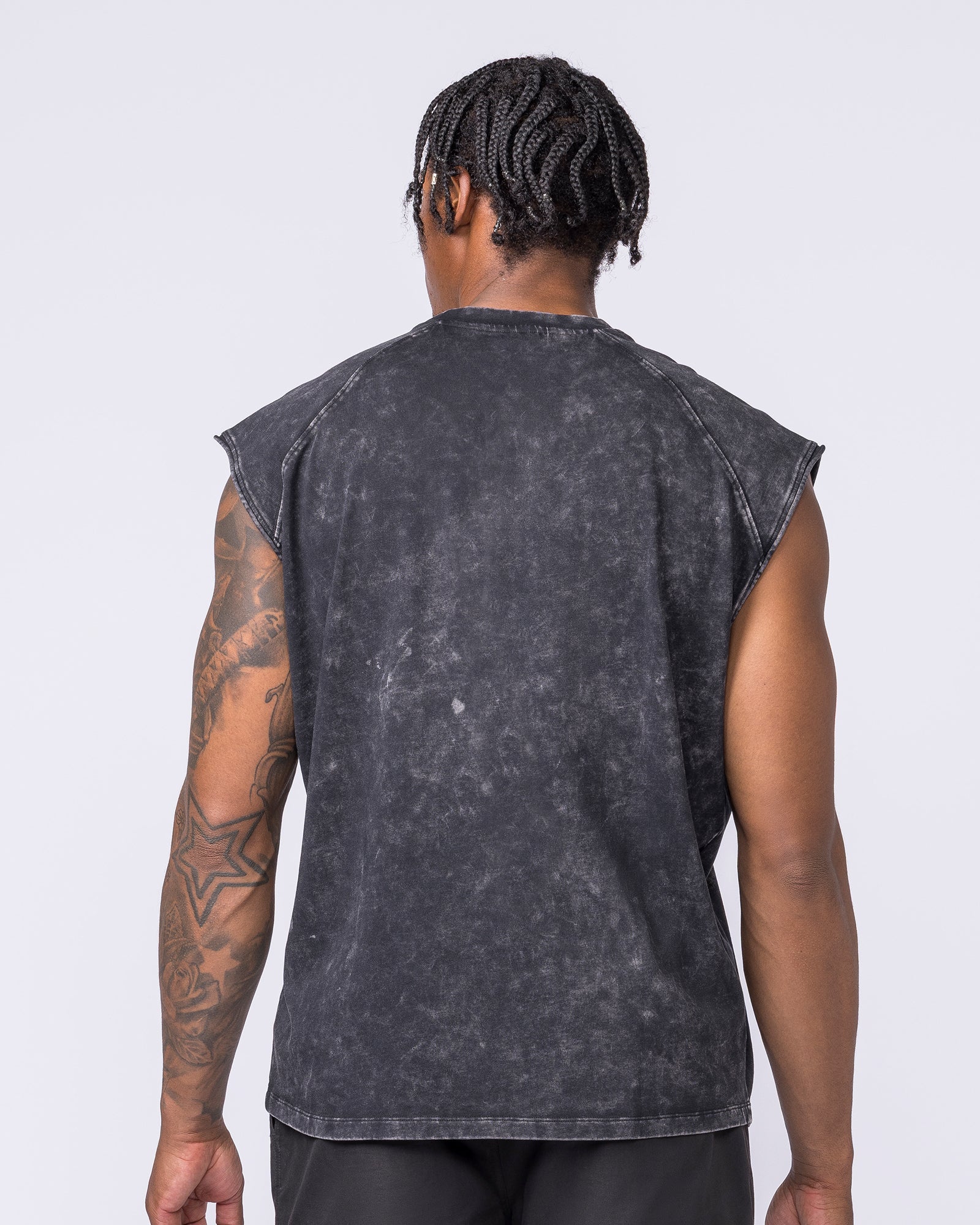 Full Throttle Vintage Boxy Muscle Tank - Washed Black - Image 5