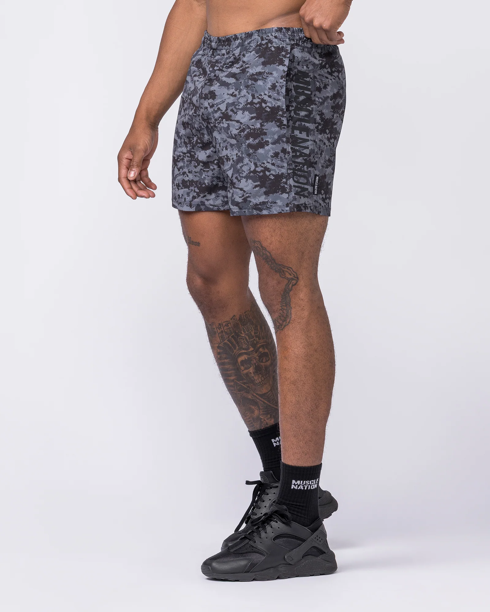 Function 4" Shorts - Grey/ Black Distressed Print - Image 3