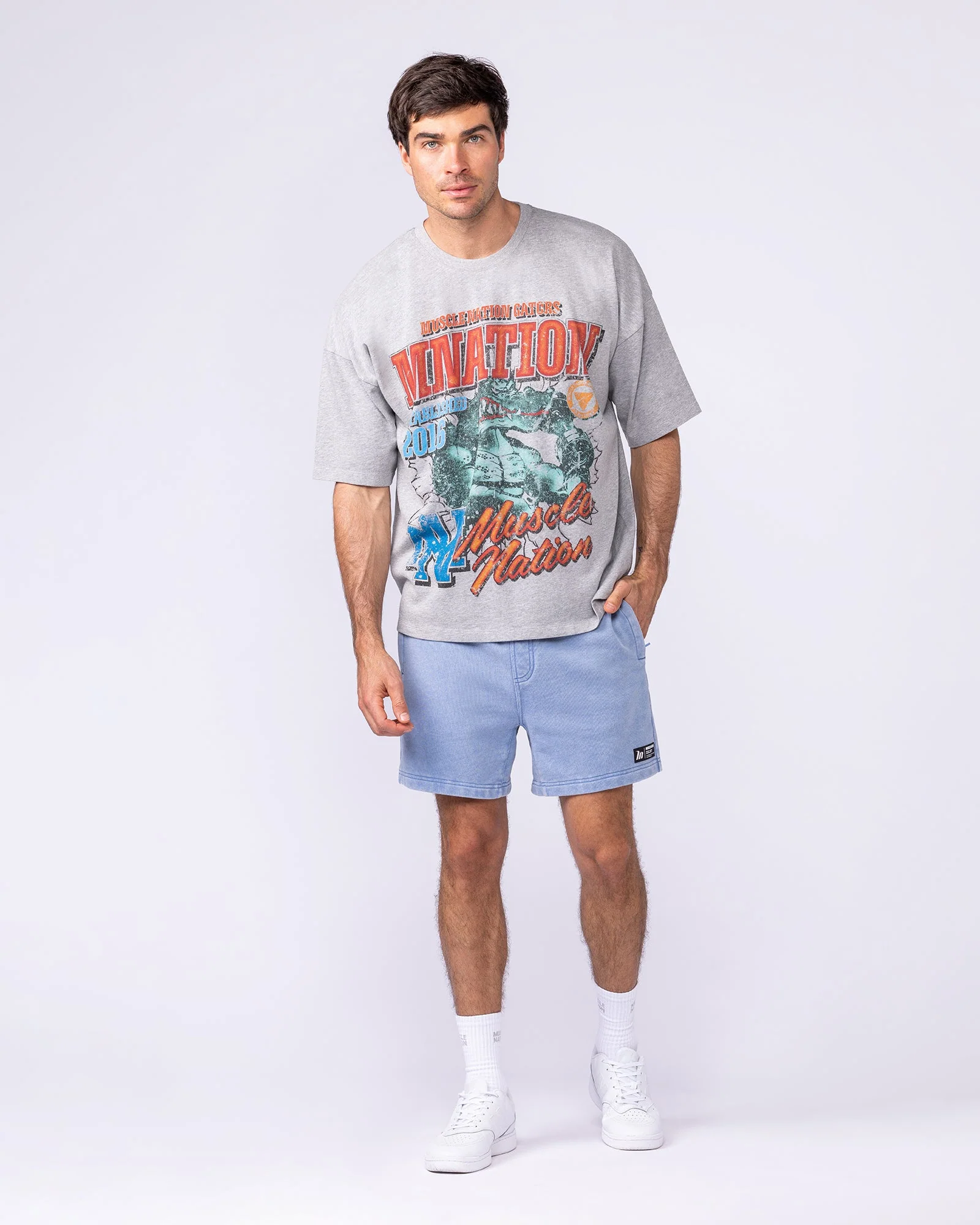 Gators Oversized Boxy Tee - Light Grey Marl - Image 5