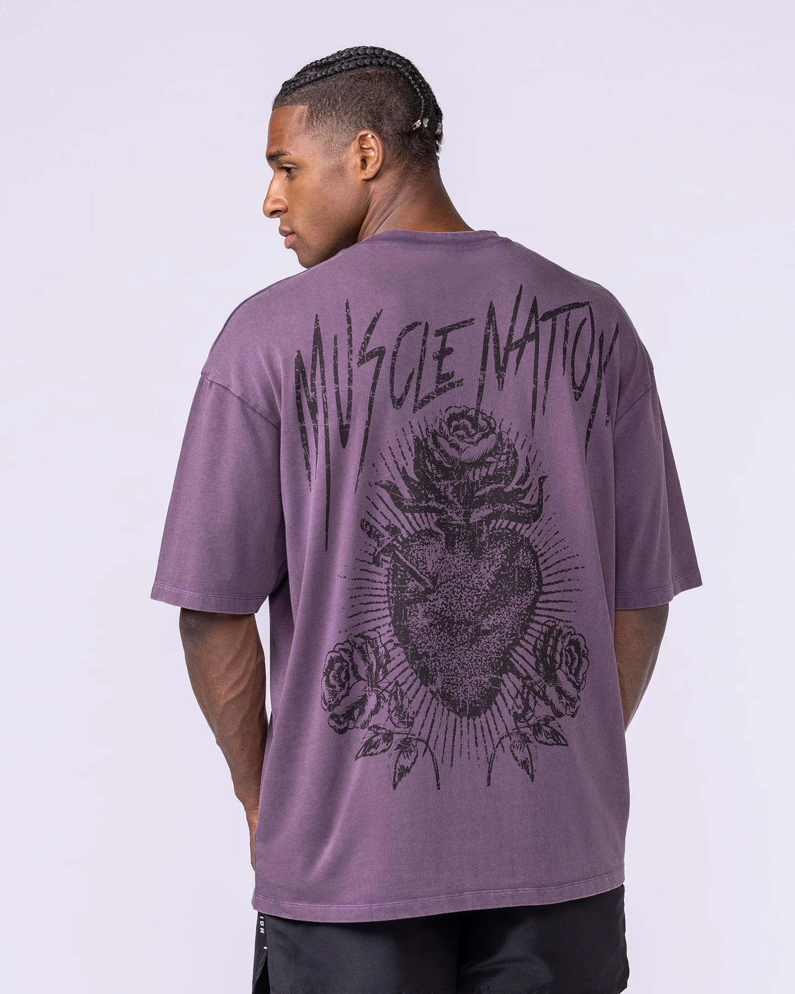 Heartless Oversized Vintage Tee - Washed Dark Purple