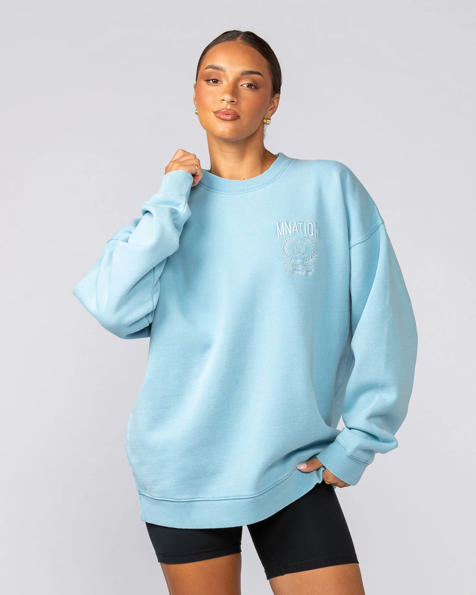 Heritage Crest Crew Pullover - Washed Light Blue - Image 7