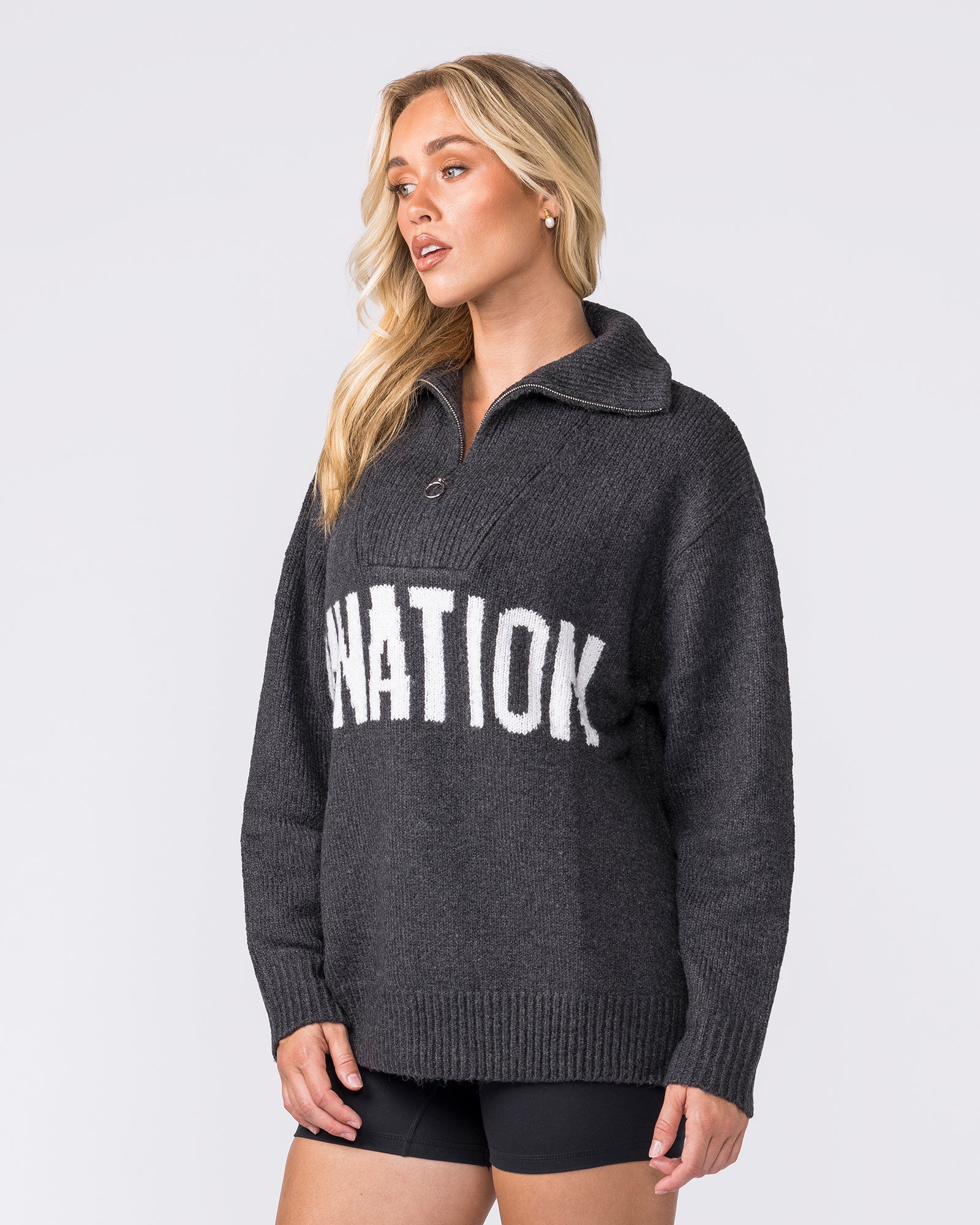 Heritage Oversized Knit - Black Marl - Image 5