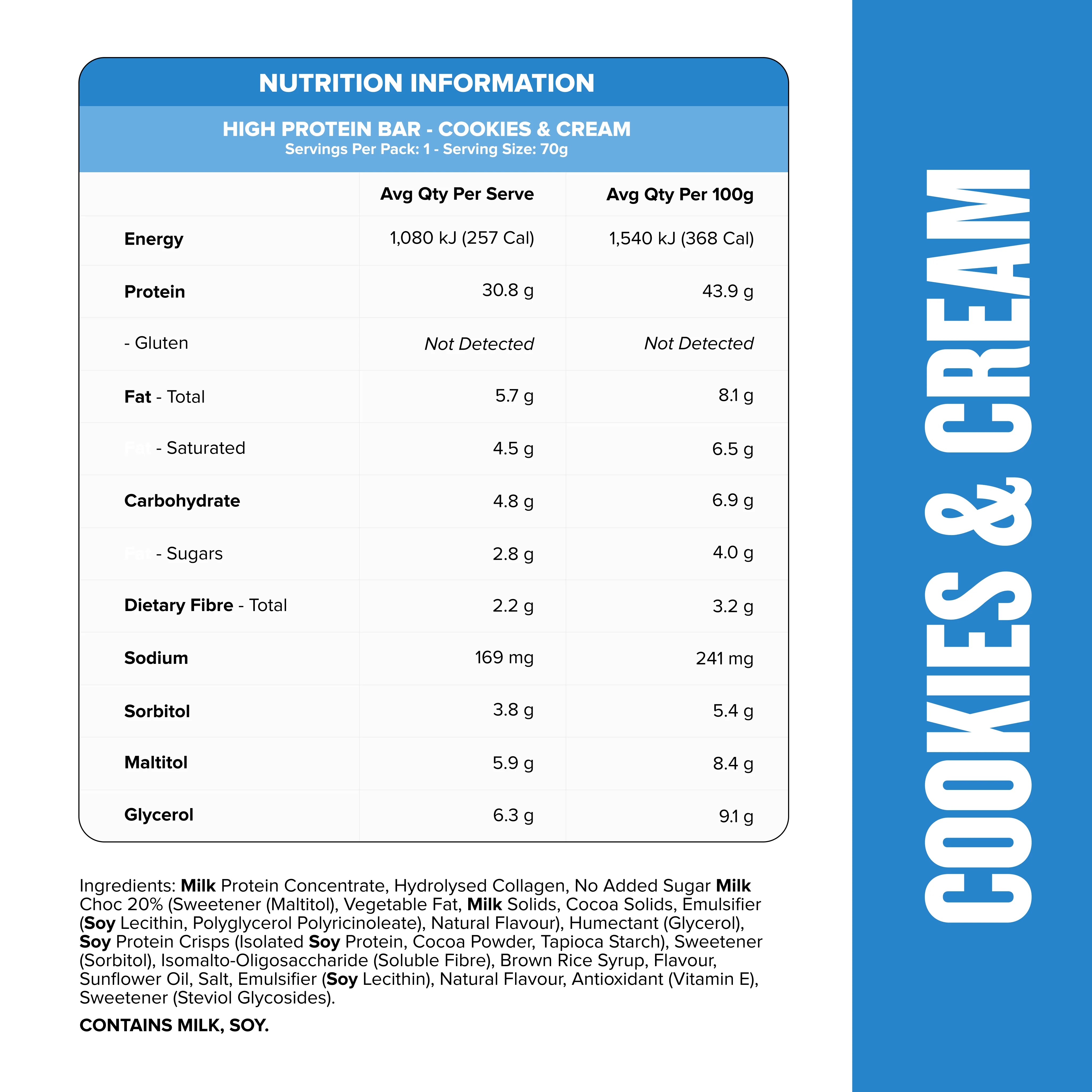 HIGH PROTEIN BAR - Cookies & Cream - Box of 12 - Image 2