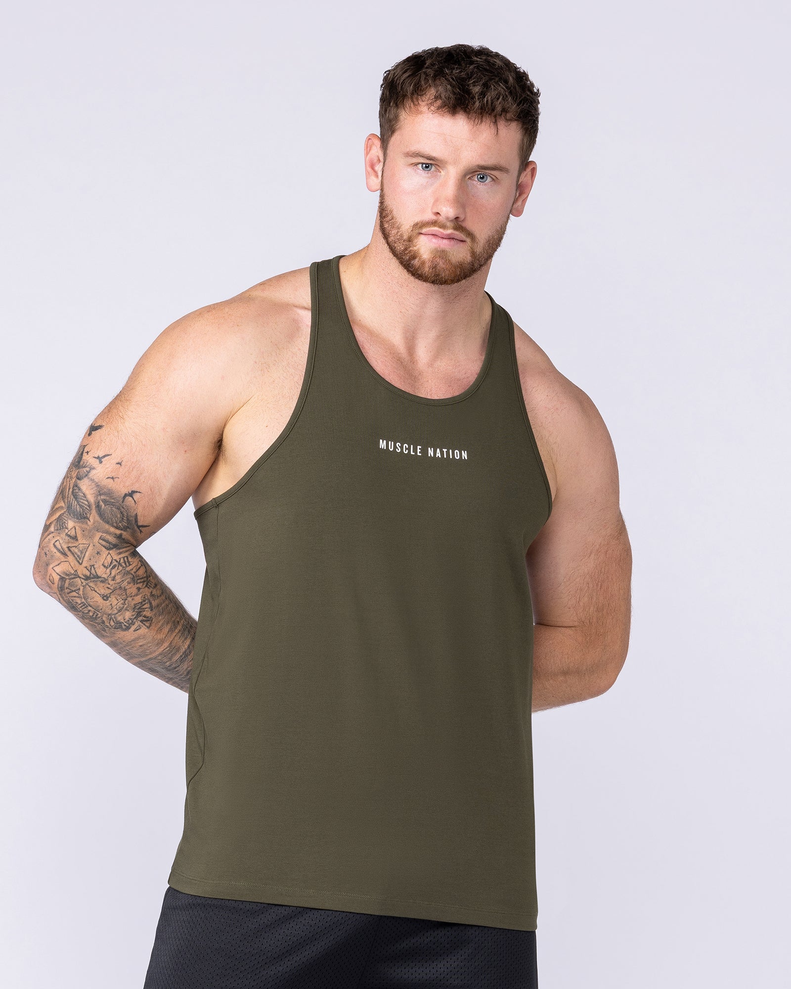 Infinite Y Back Singlet - Dark Khaki - Image 3