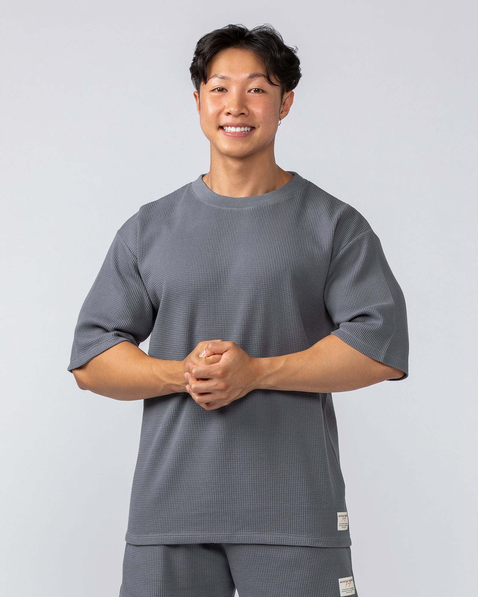 Lee Lem Short Boxy Waffle Tee - Platinum Grey