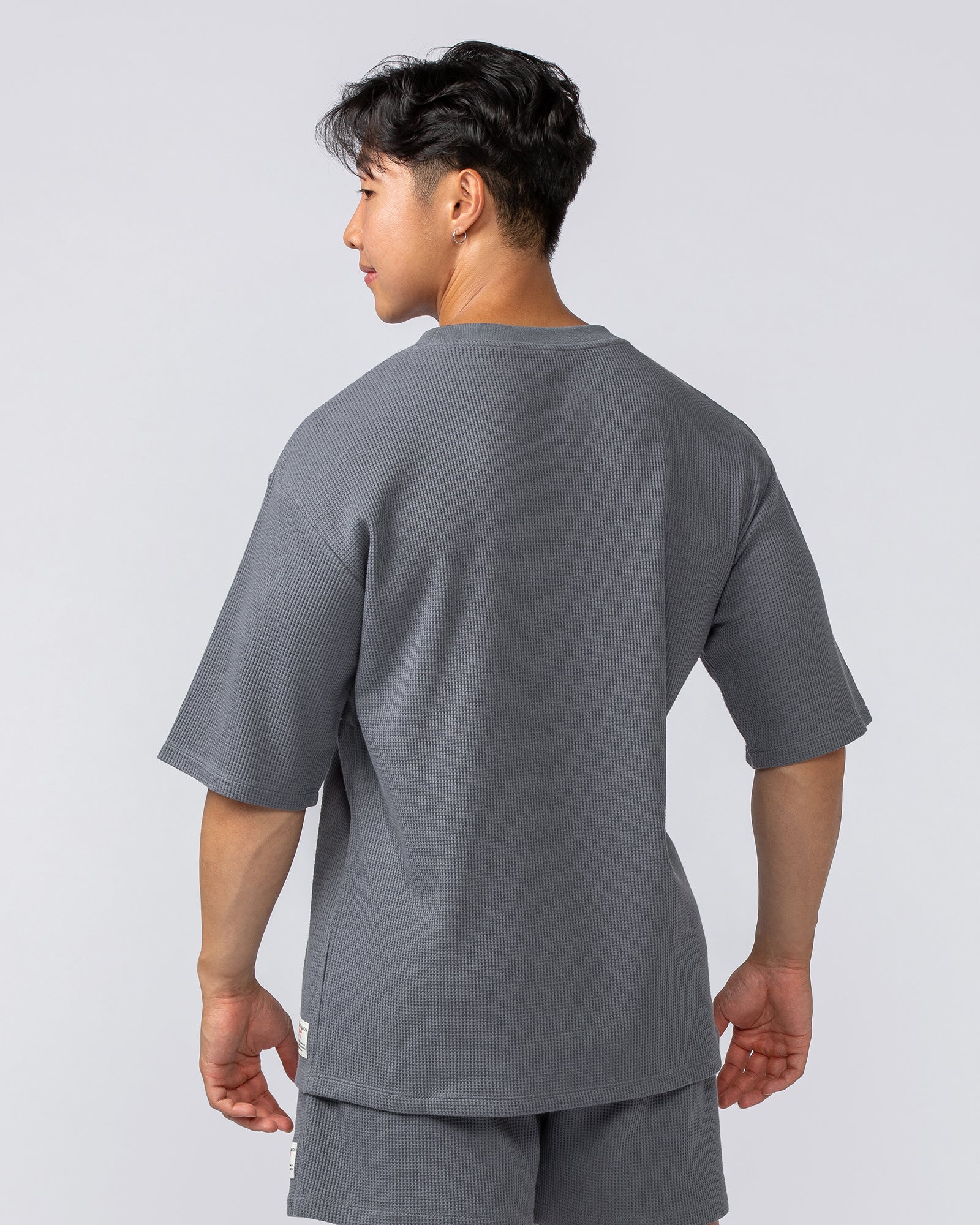 Lee Lem Short Boxy Waffle Tee - Platinum Grey - Image 3