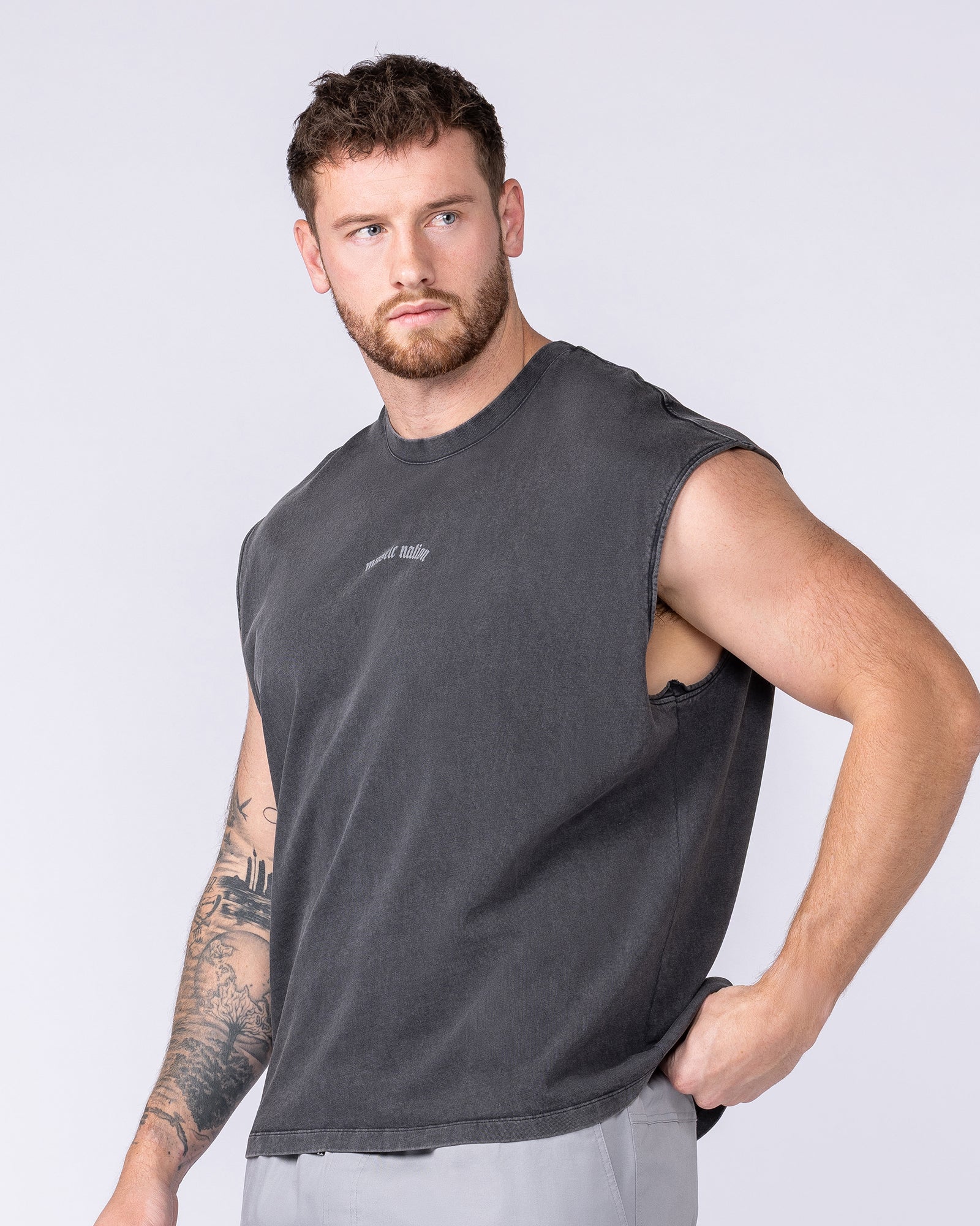 Lifting Club Vintage Boxy Muscle Tank - Washed Black - Image 4