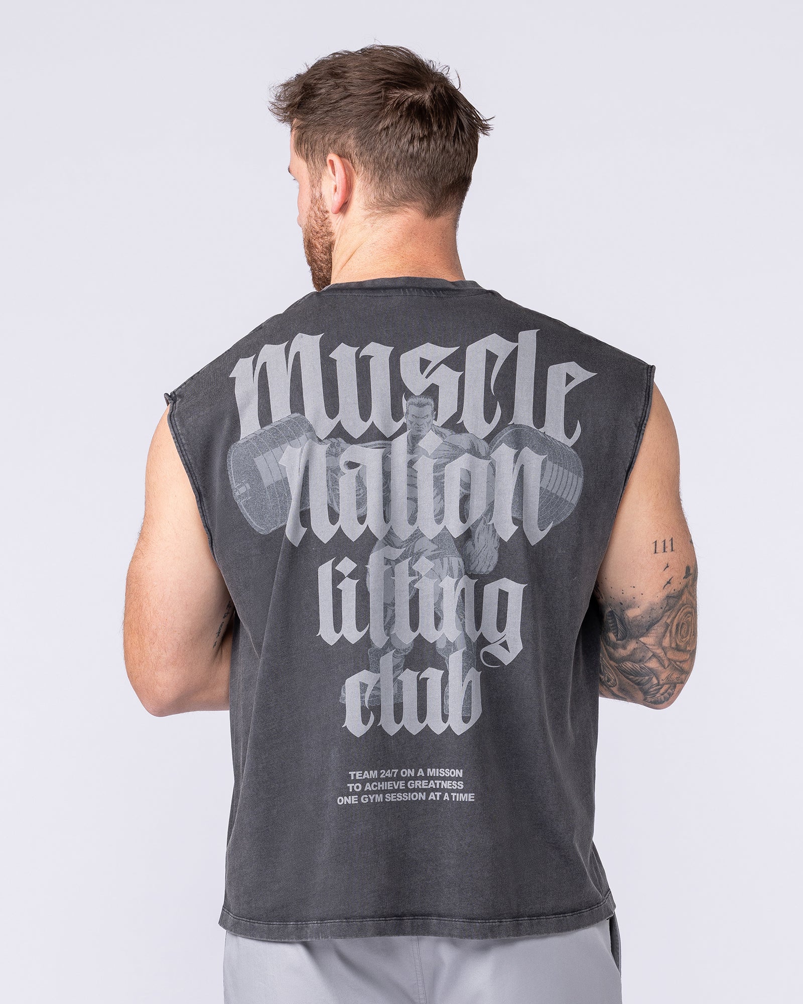 Lifting Club Vintage Boxy Muscle Tank - Washed Black - Image 6