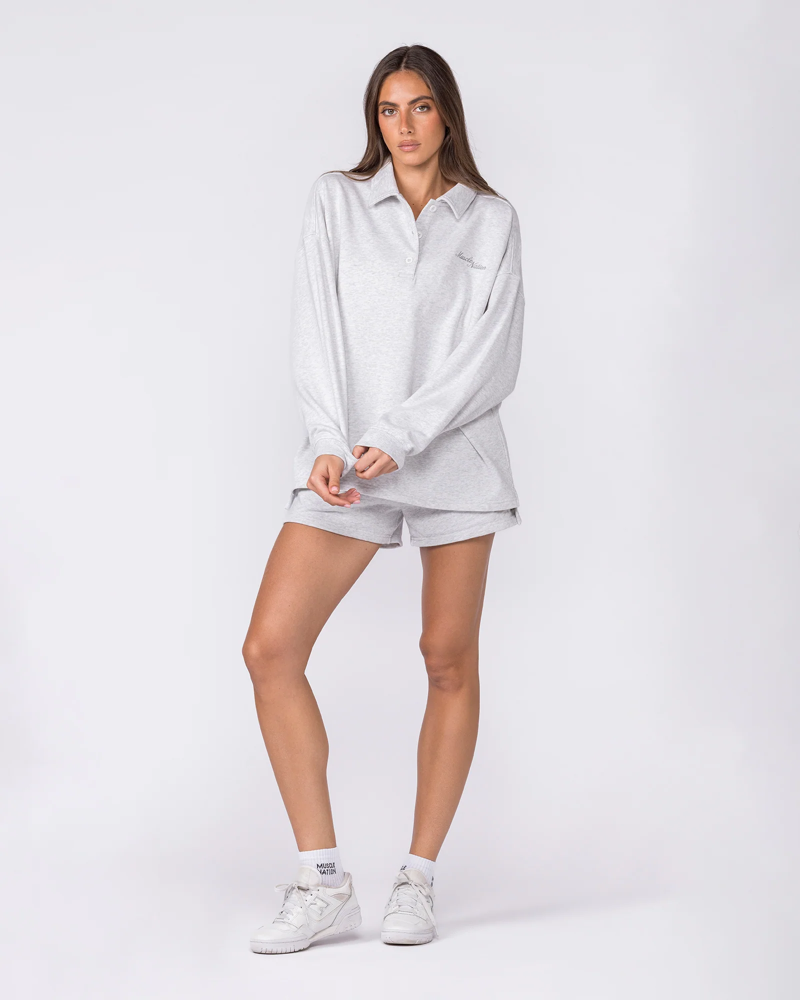 Loopback Lounge Shorts - Snow Grey Marl - Image 7