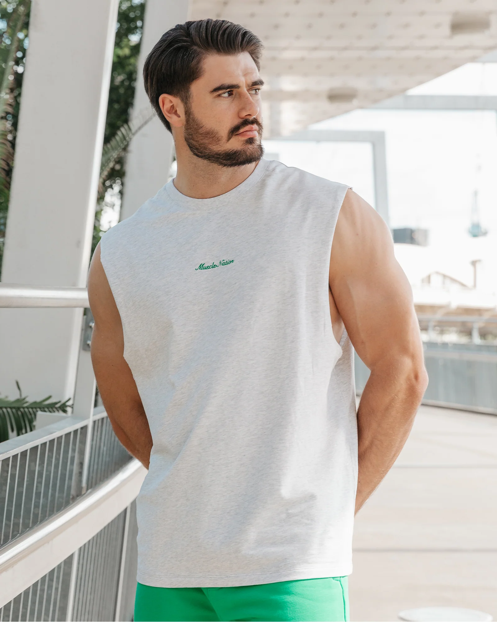 Loopback Muscle Tank - Snow Grey Marl