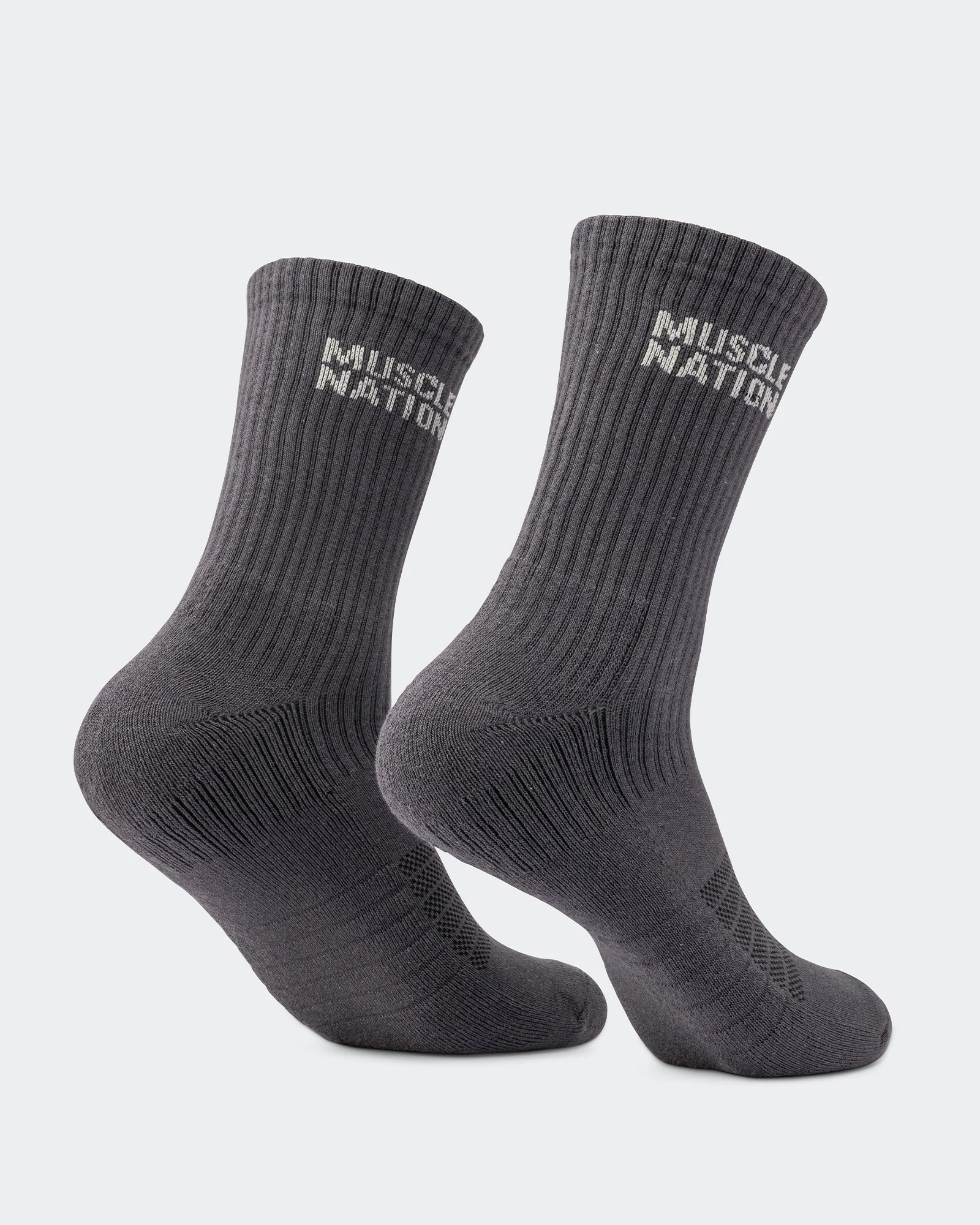 Mens Essential Crew Socks (2x Pack) - Charcoal / Dew - Image 7