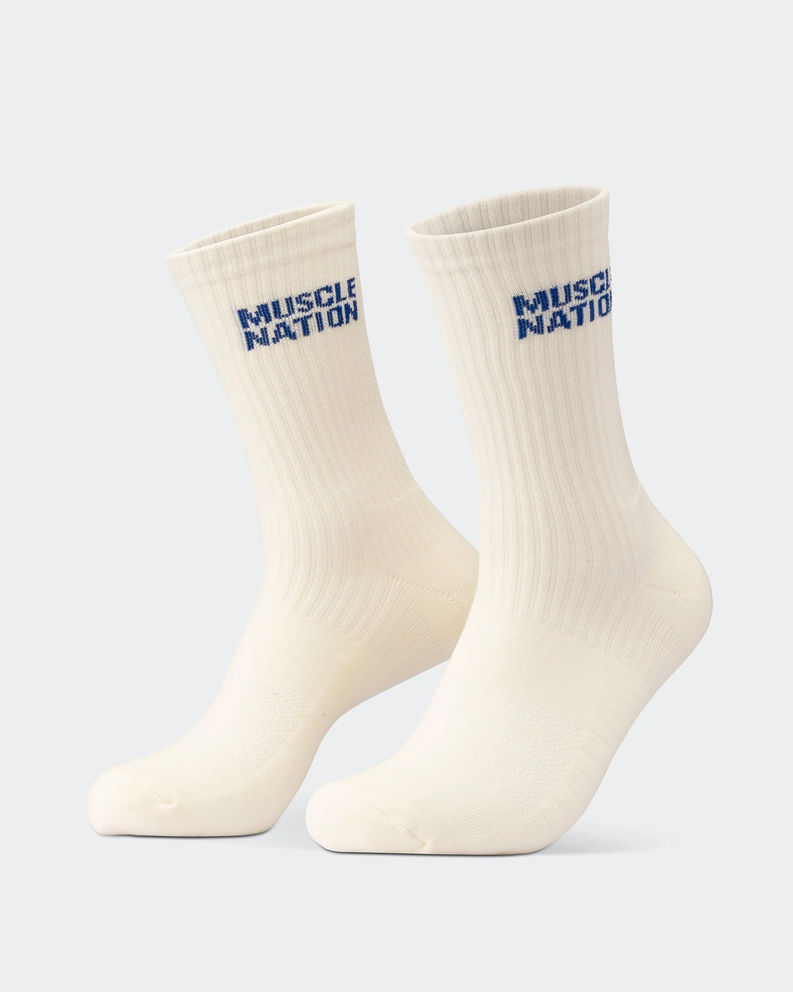 Mens Essential Crew Socks (3x Pack) - Navy / Hawaiian Blue / Off White - Image 4