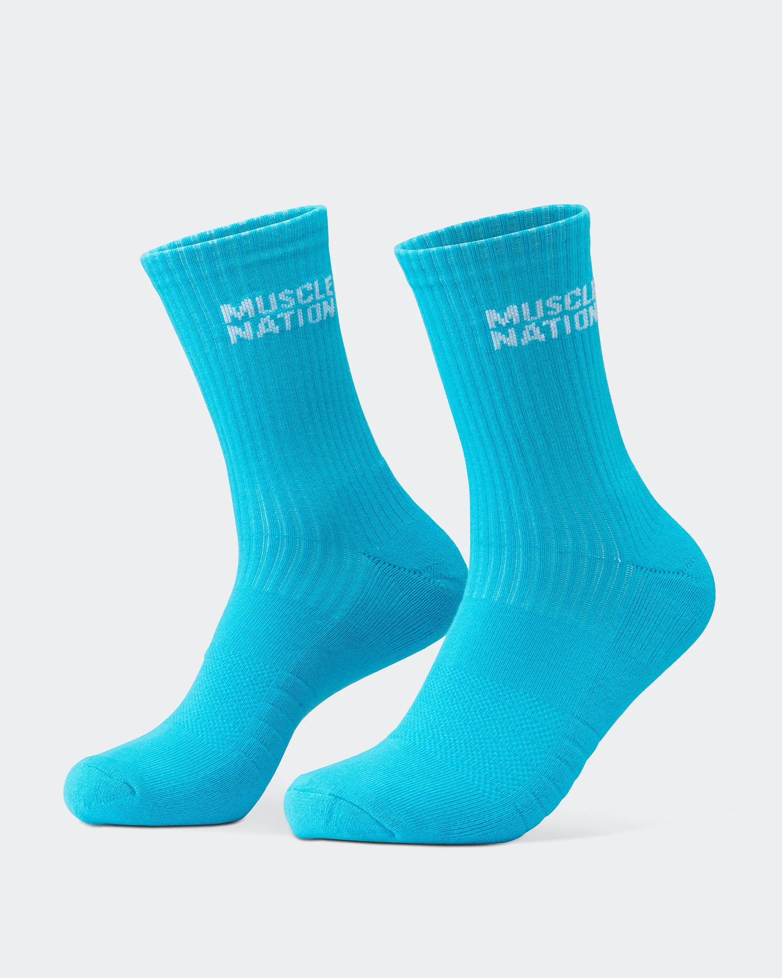 Mens Essential Crew Socks (3x Pack) - Navy / Hawaiian Blue / Off White - Image 8