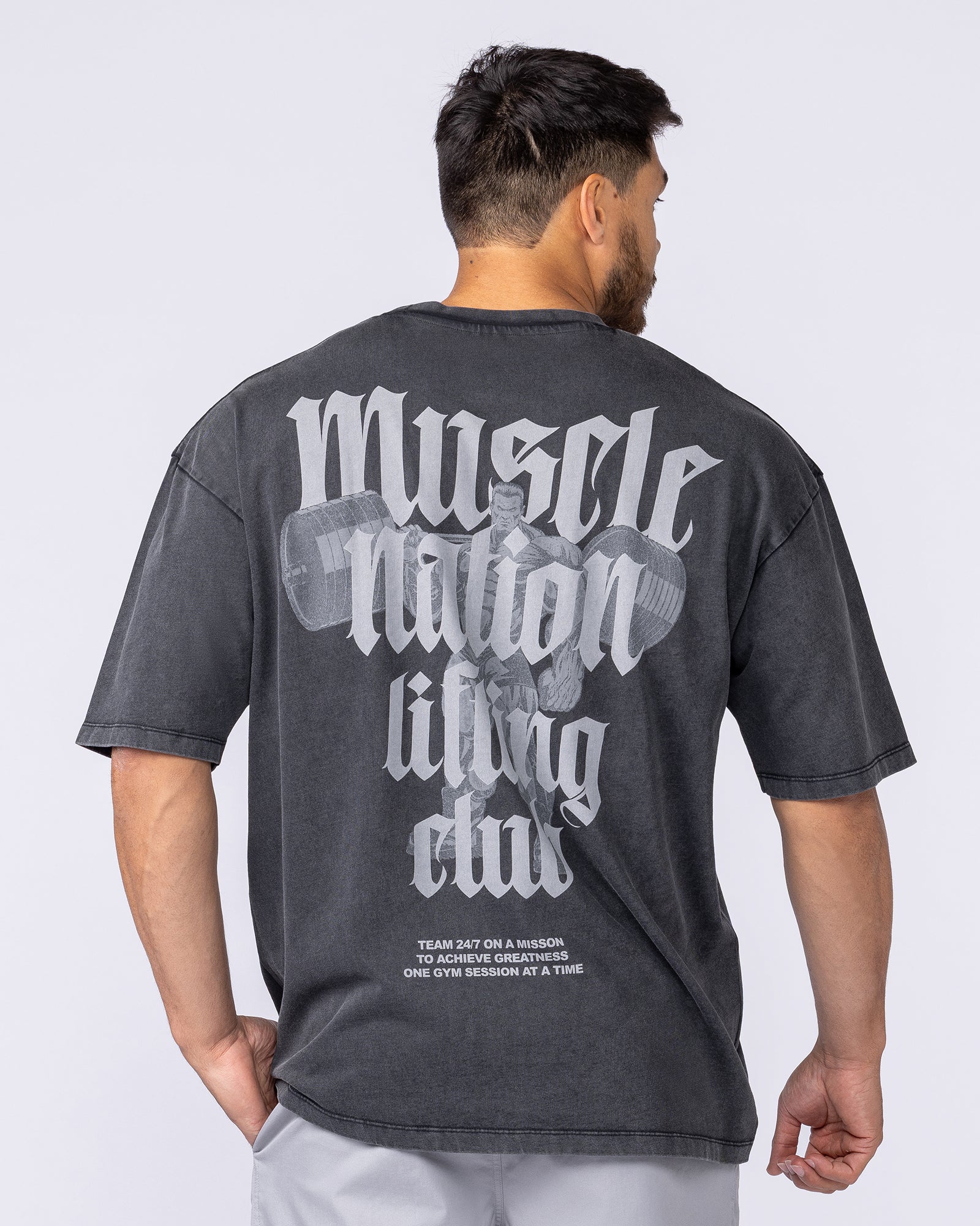 Lifting Club Oversized Vintage Tee - Washed Black - Image 3