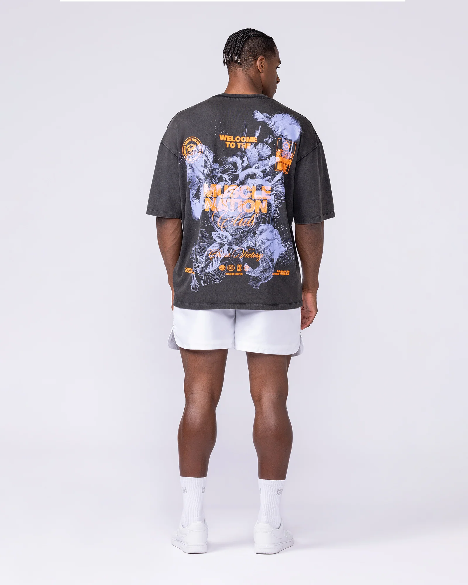Mens Neon Iris Oversized Vintage Tee - Washed Black - Image 6