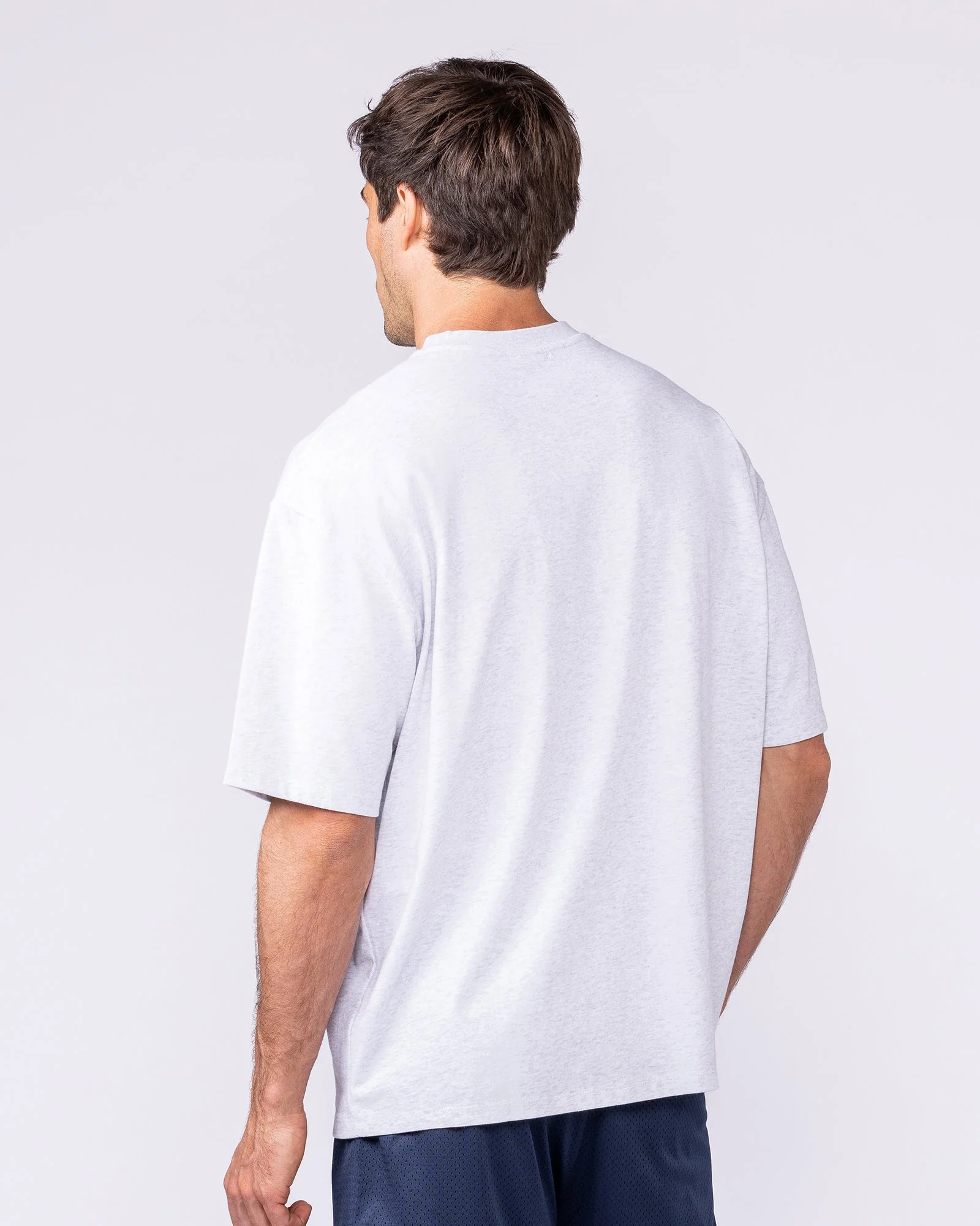 Mens Running Club Oversized Tee - Snow Grey Marl - Image 3