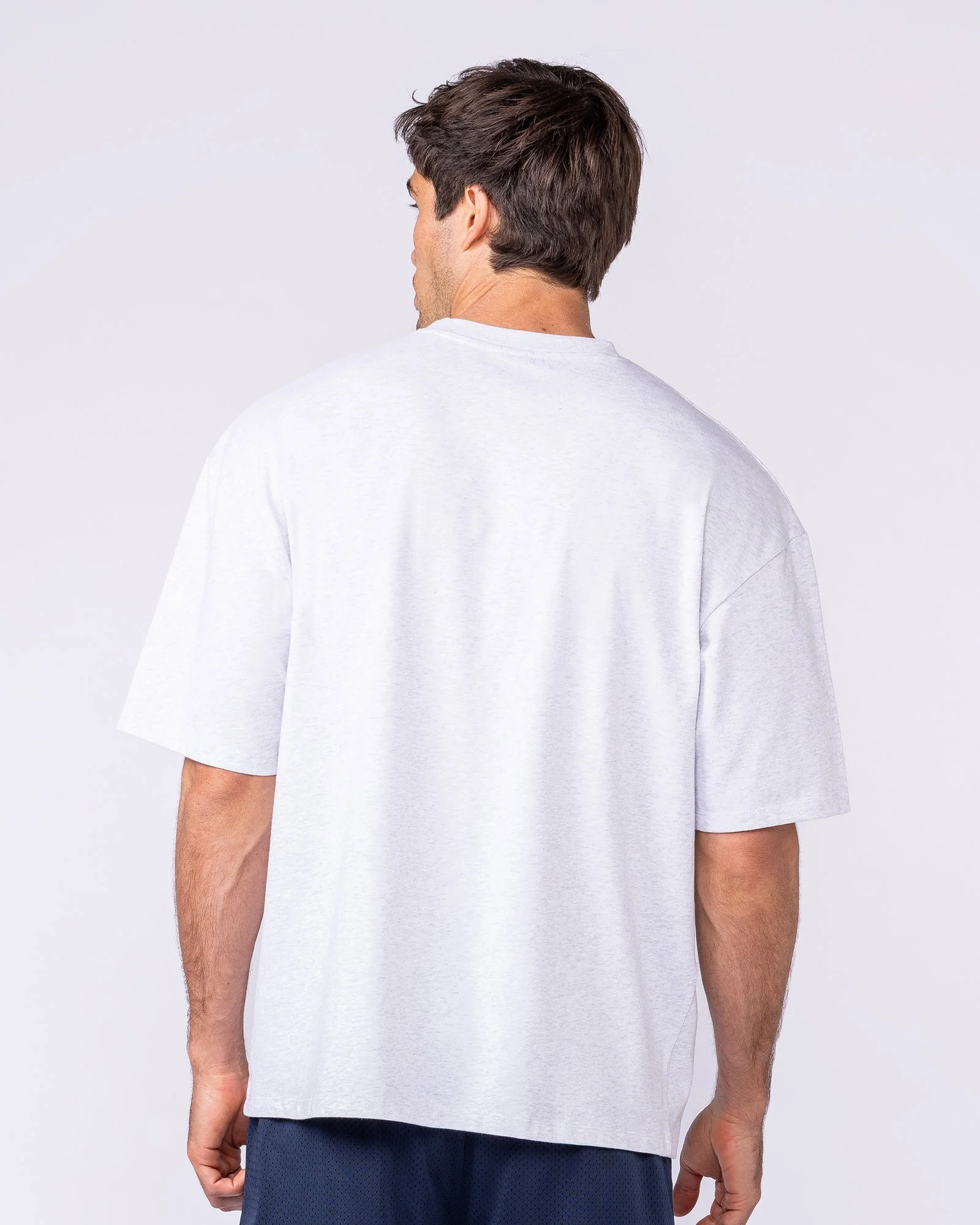 Mens Running Club Oversized Tee - Snow Grey Marl - Image 5