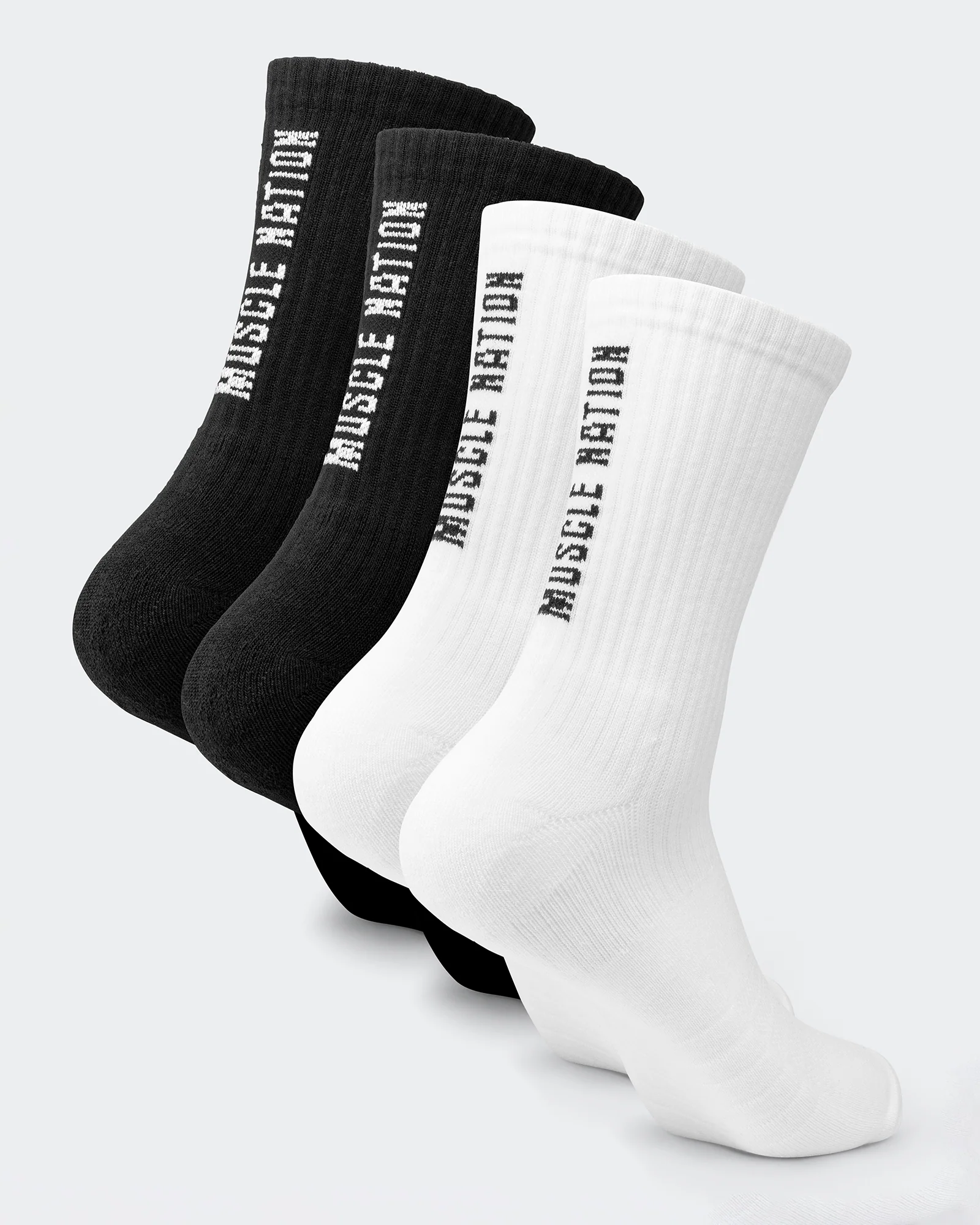 Mens Trainer Crew Sock - 2Pack Black /White Multi