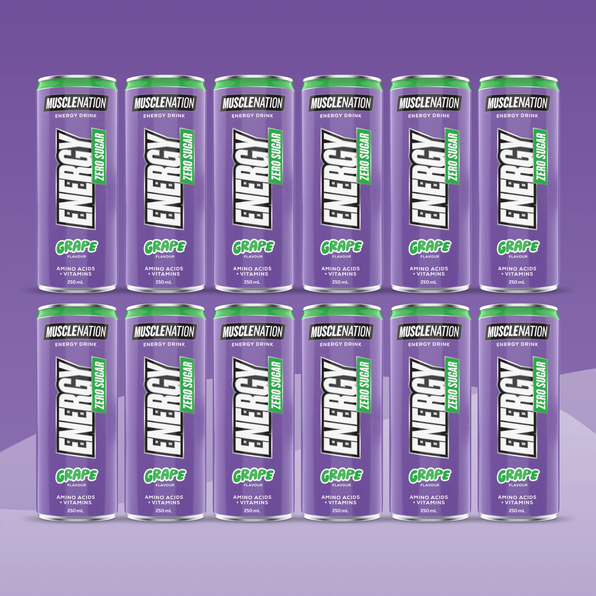 MN ENERGY DRINK Zero Sugar - Grape 250ml Can (12 Pack)