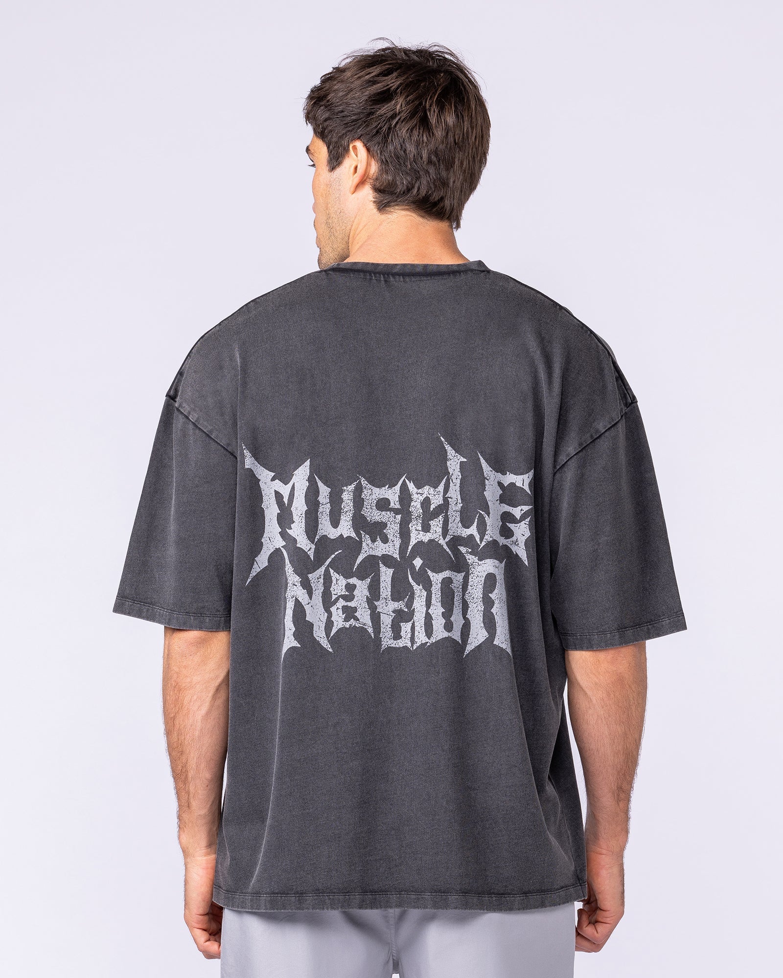 Metal Oversized Vintage Tee - Washed Black - Image 3