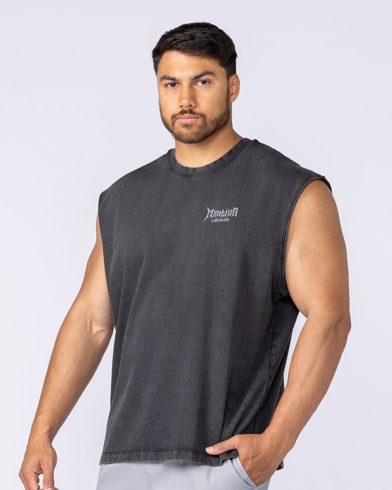 Metal Vintage Boxy Muscle Tank - Washed Black - Image 3